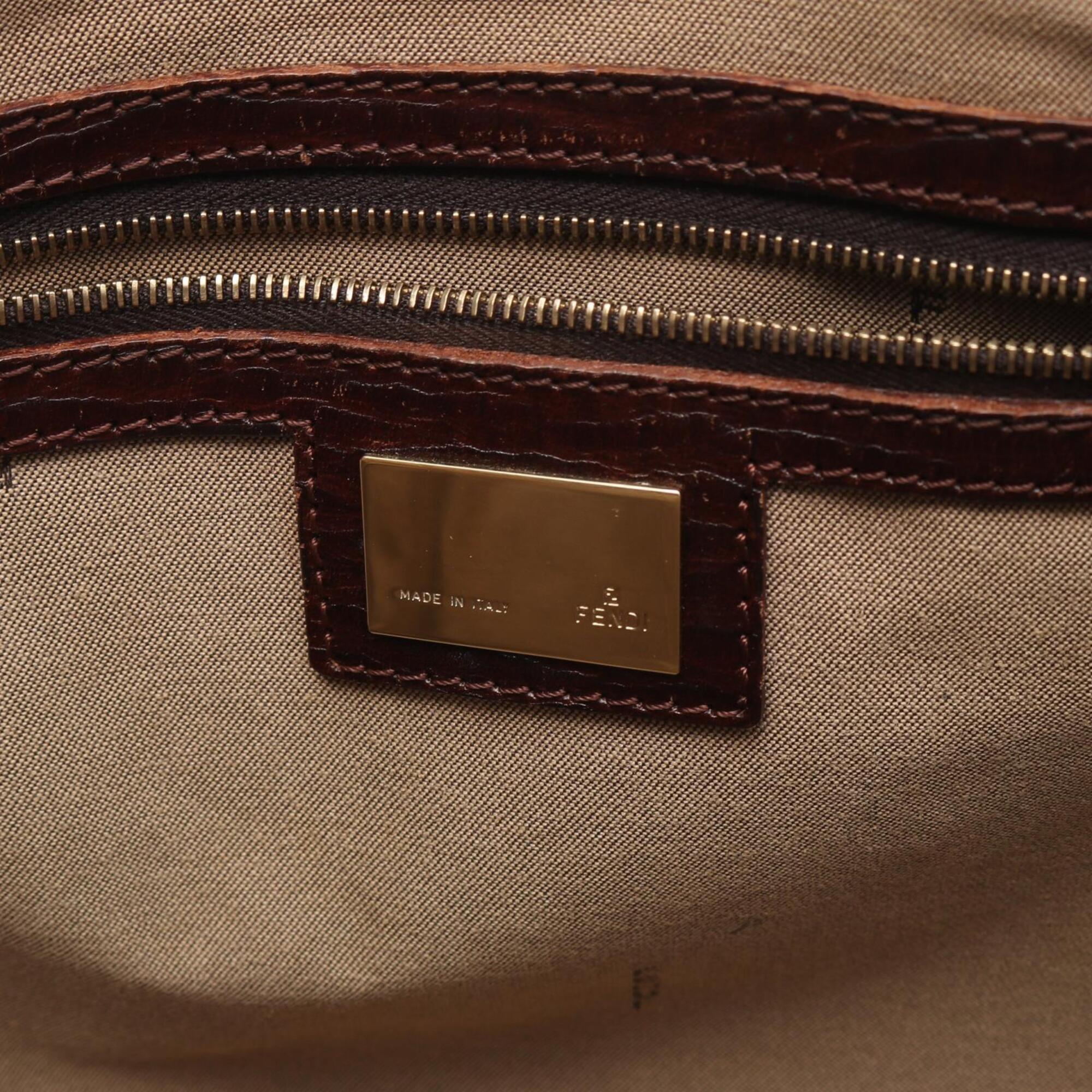 Fendi Beige Brown Canvas Leather Handbag Tote Bag (Pre-Owned)