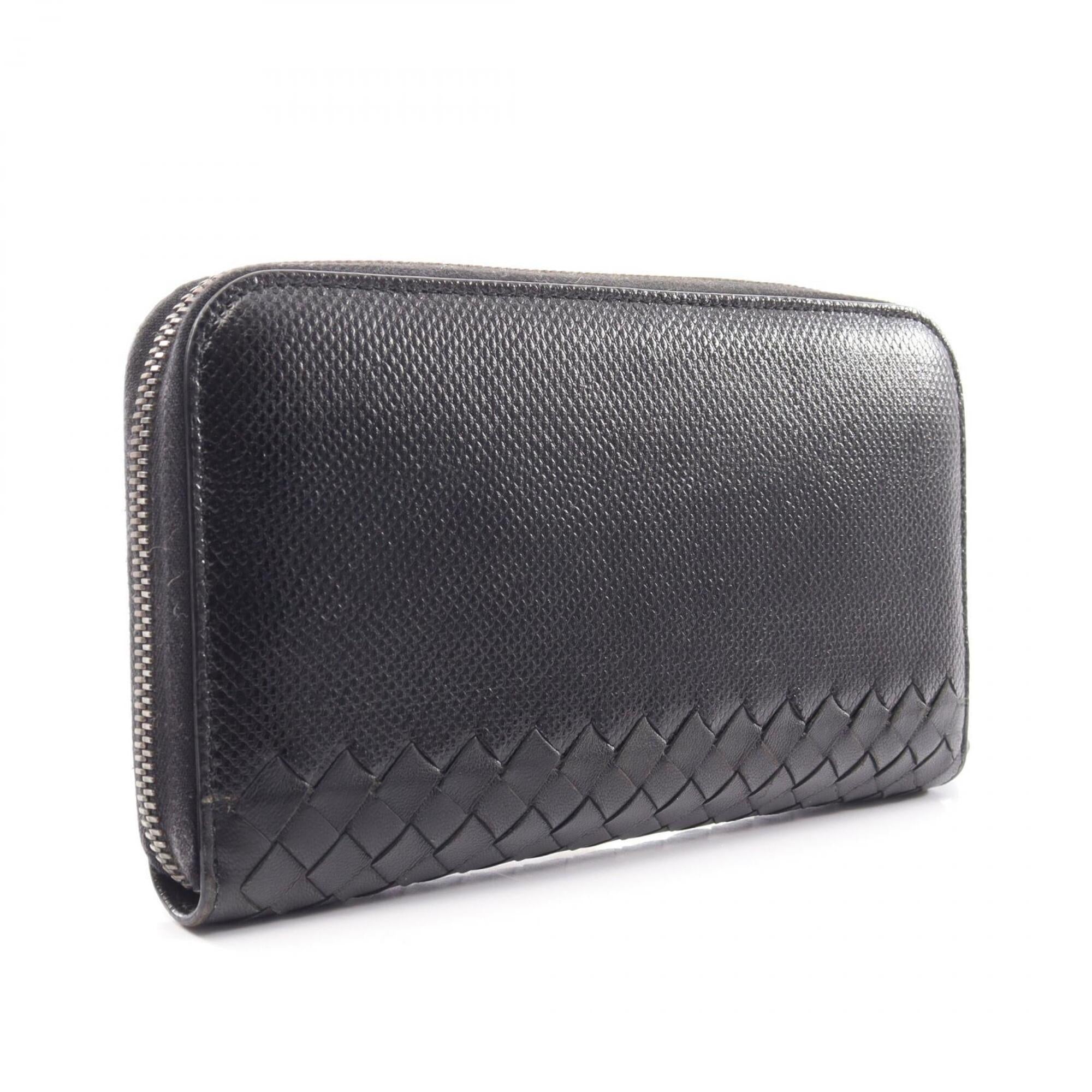 Bottega Veneta Black Leather Long Wallet (Bi-Fold) (Pre-Owned)