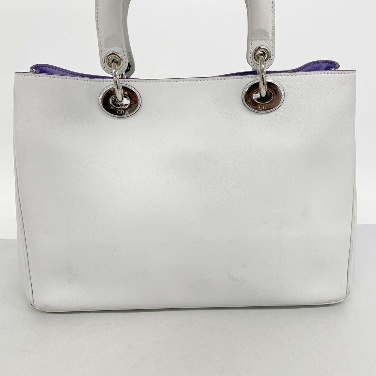 Christian Dior Light Gray Purple Leather Handbag (Pre-Owned)