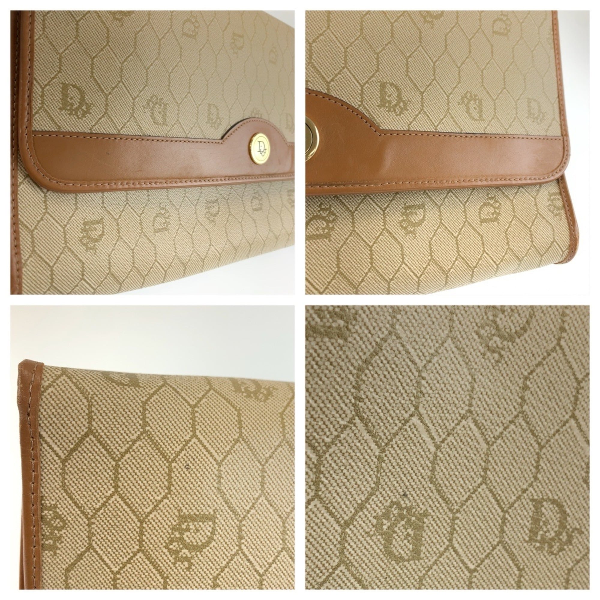 Christian Dior Beige Pvc Handbag Shoulder Bag (Pre-Owned)