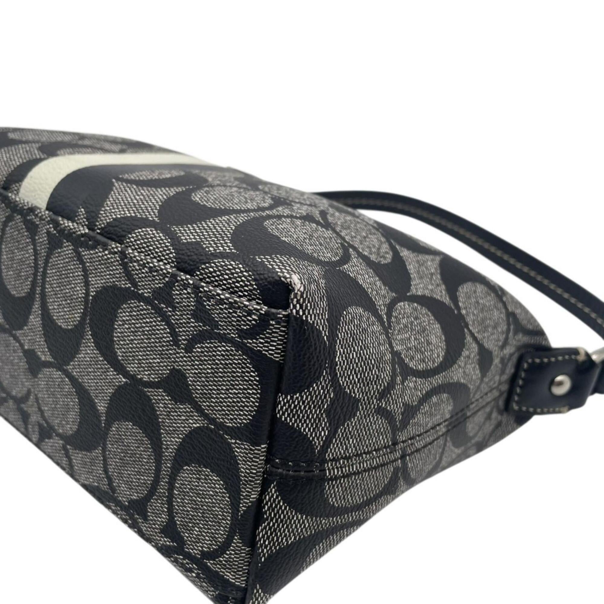 Coach Black Gray Pvc Leather Handbag Pouch (Pre-Owned)