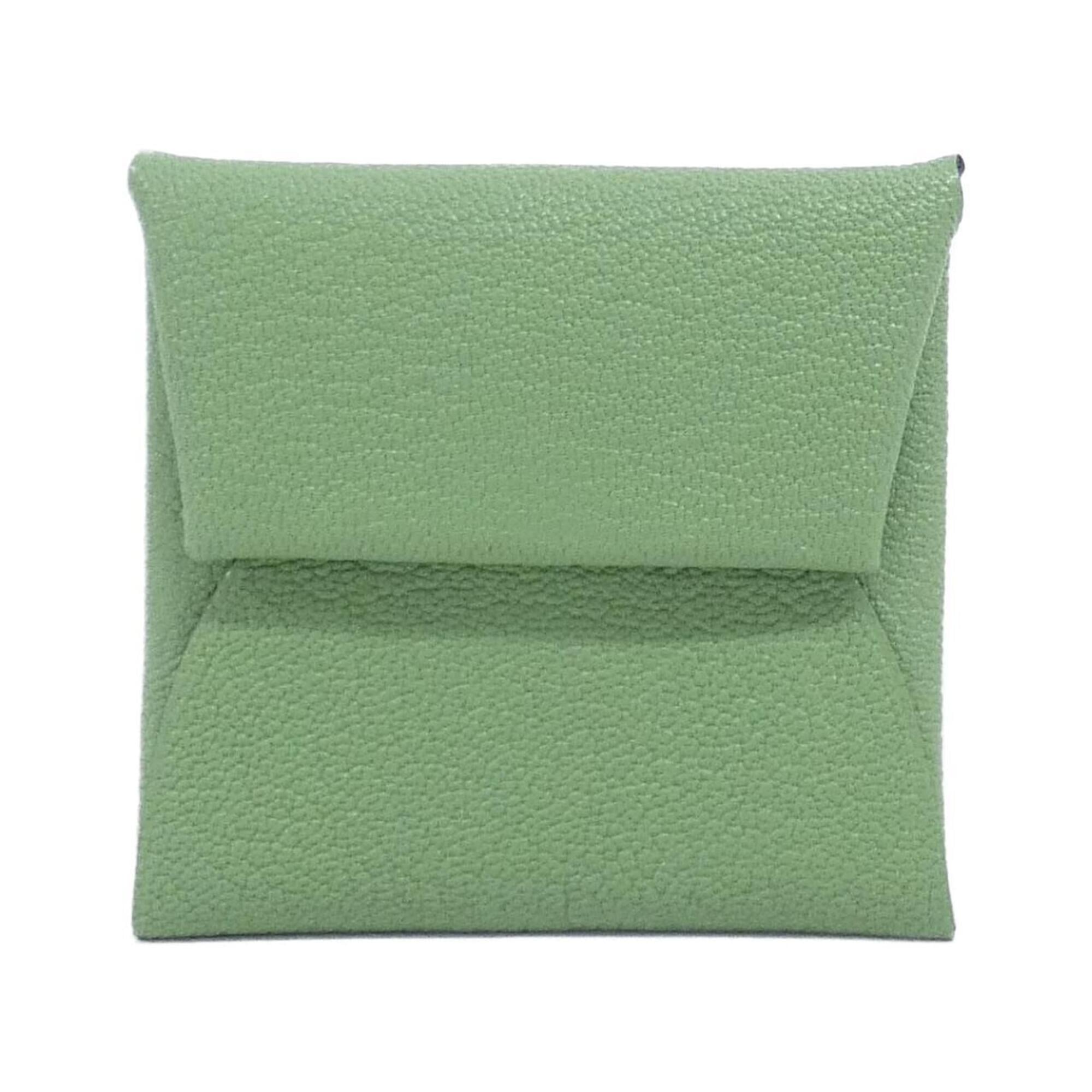 Hermes Bastia Camel Vert Chevre Leather Coin Purse/Coin Case (Pre-Owned)