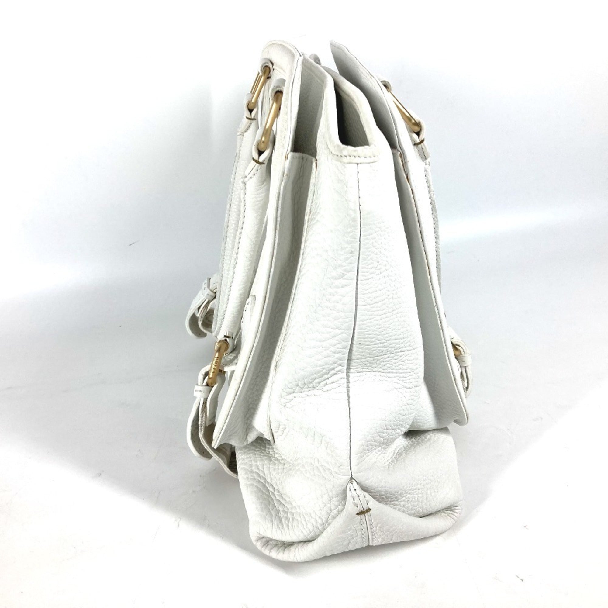 Fendi White Leather Shoulder Bag Tote Bag (Pre-Owned)