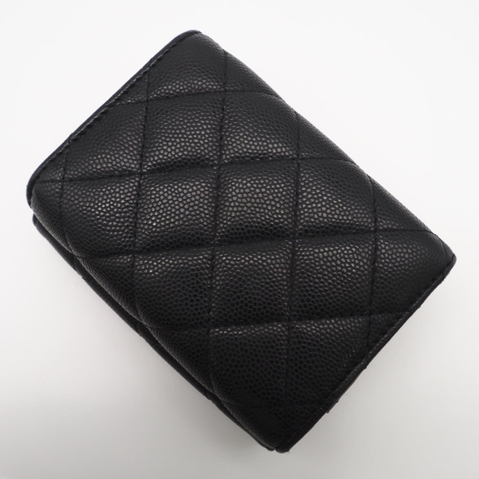 Chanel Black Grained Calfskin Wallet (Tri-Fold) (Pre-Owned)