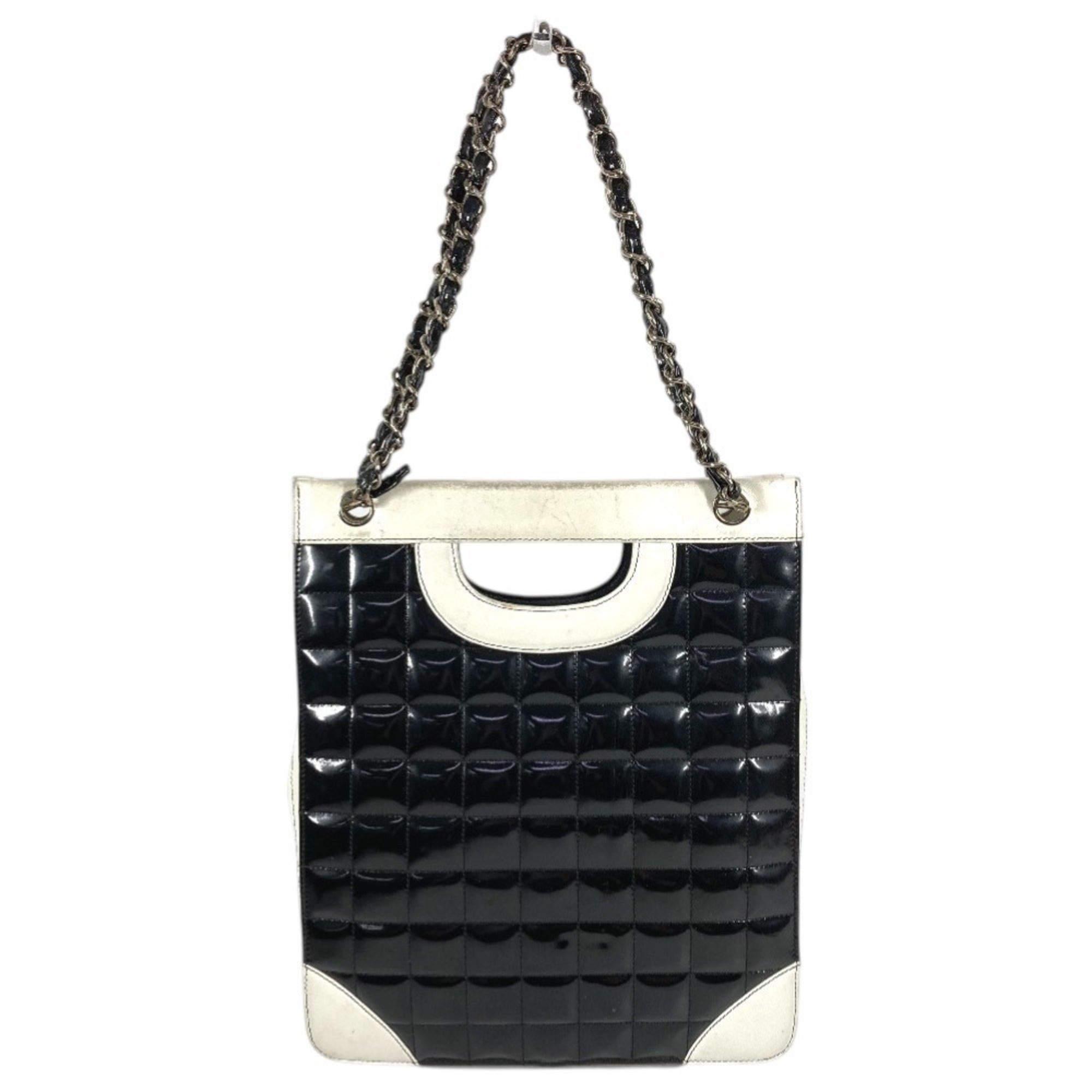Chanel Chocolate Bar Black White Leather Shoulder Bag Tote Bag (Pre-Owned)