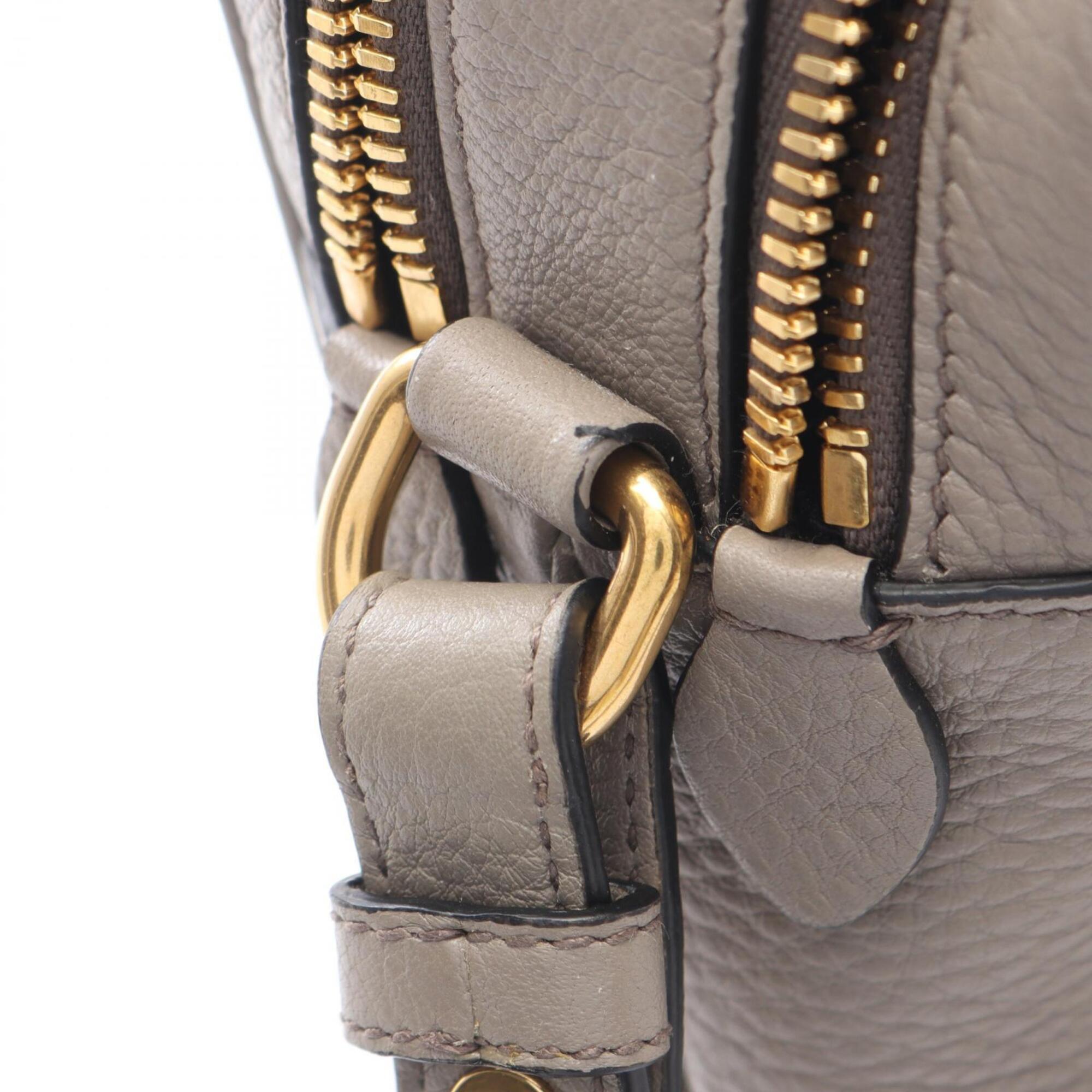 Prada Beige Leather Handbag Shoulder Bag (Pre-Owned)