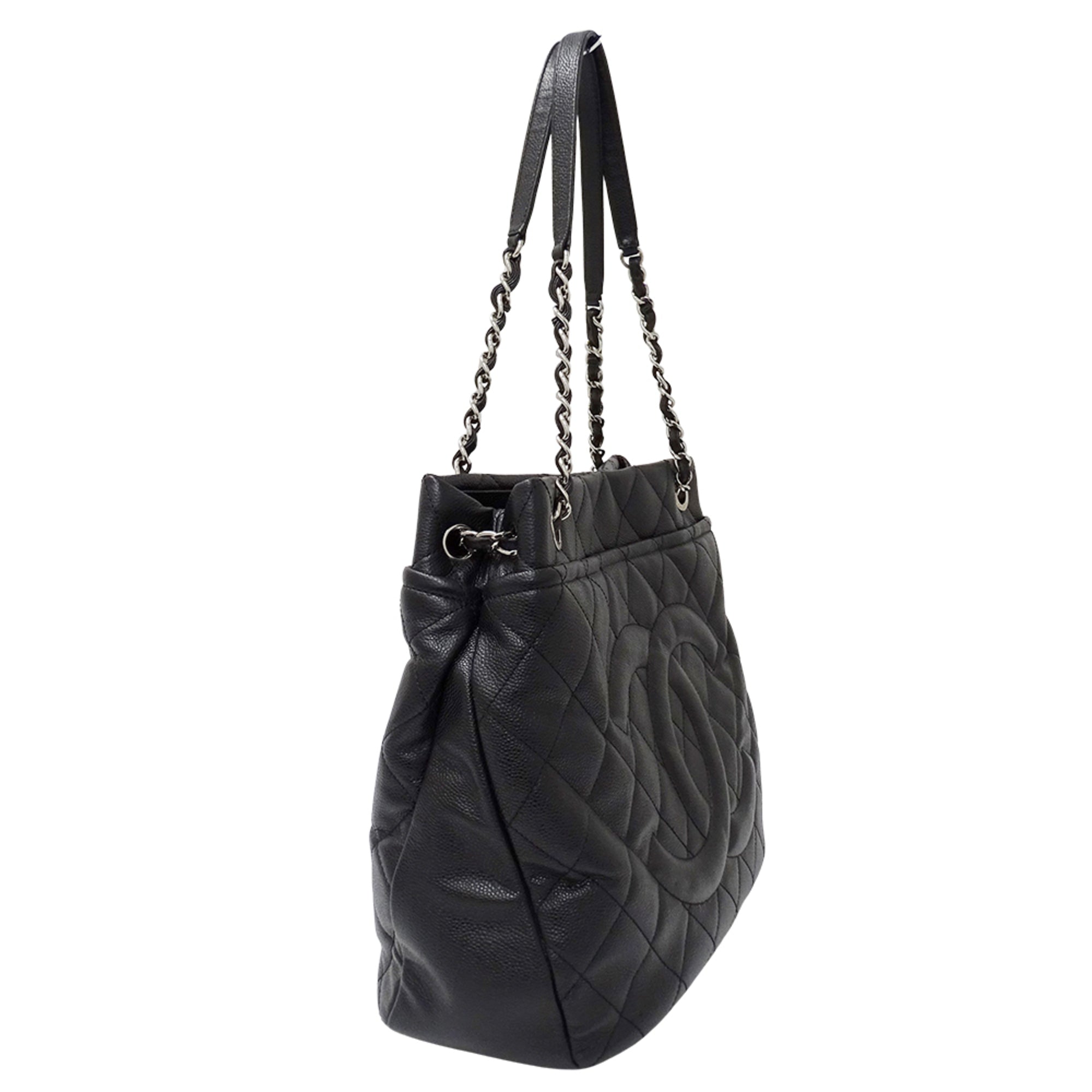 Chanel Black Grained Calfskin Handbag Tote Bag (Pre-Owned)