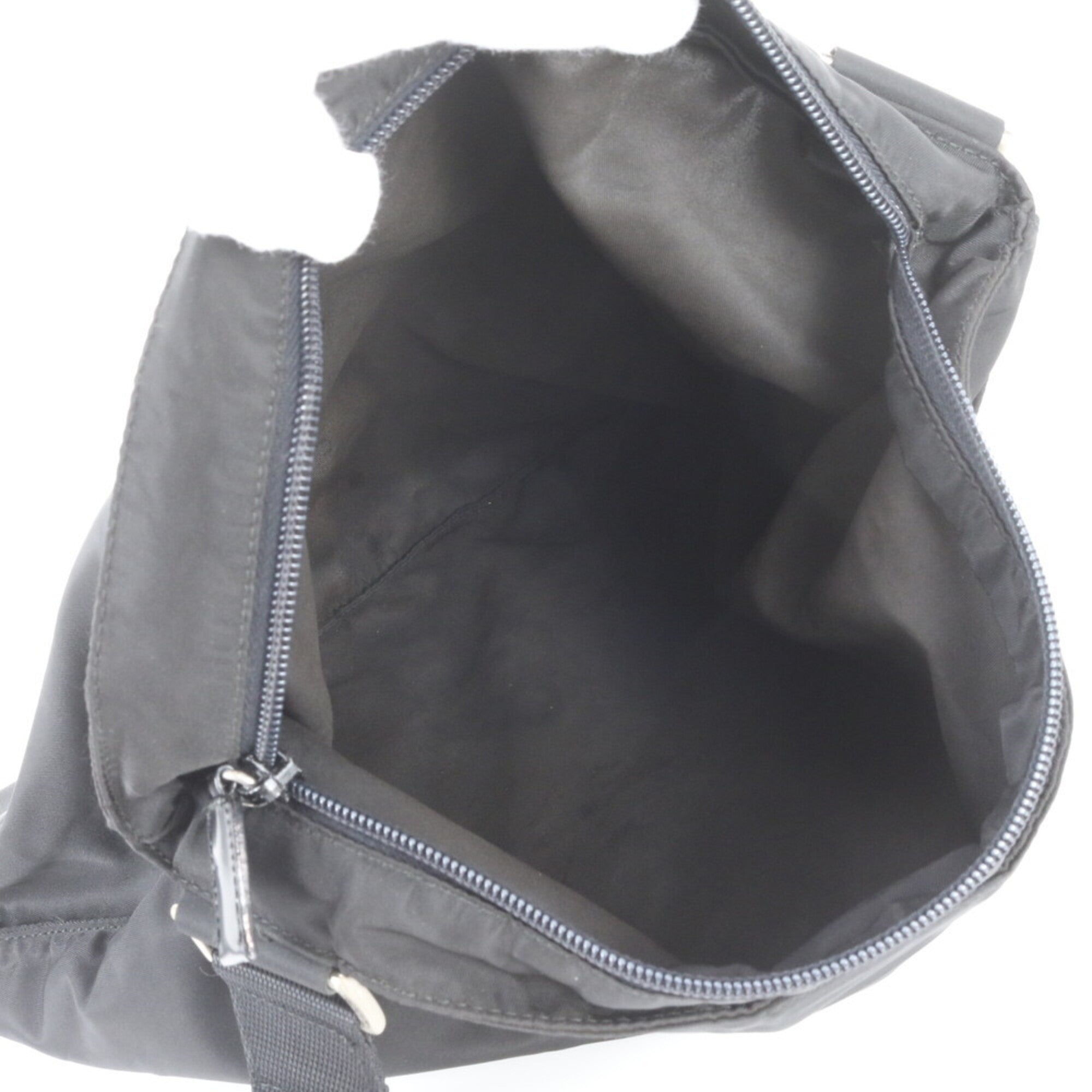 Prada Black Leather Nylon Messenger Bag Shoulder Bag (Pre-Owned)