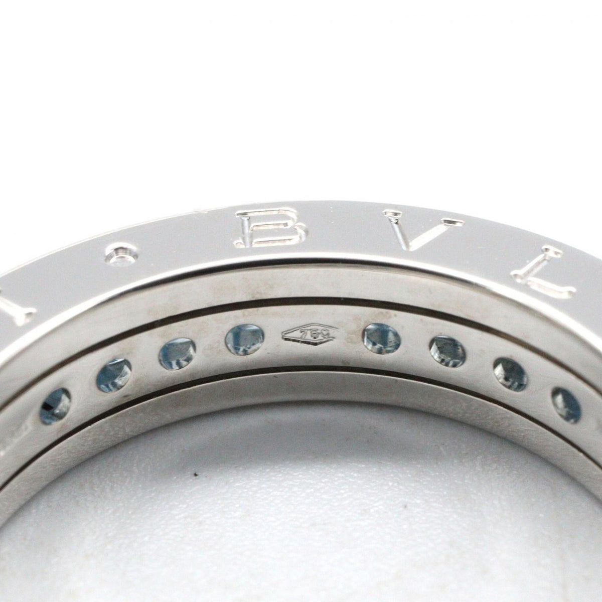 Bvlgari Silver Blue White Gold (18K) Band Ring (Pre-Owned)