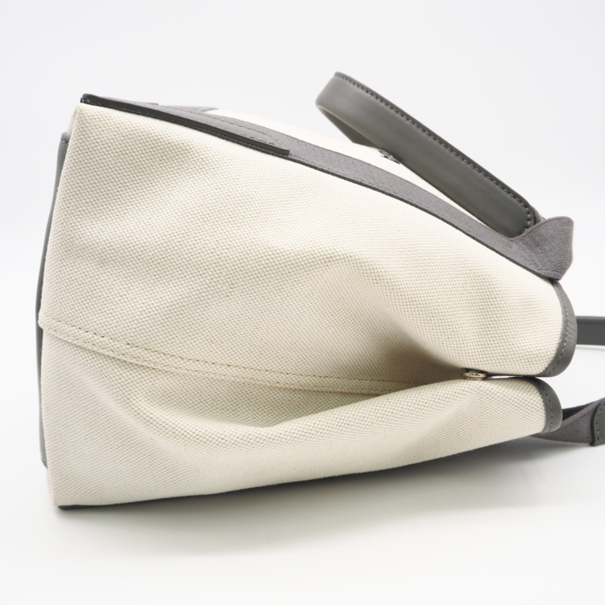 Balenciaga Gray Canvas Leather Pouch Tote Bag (Pre-Owned)