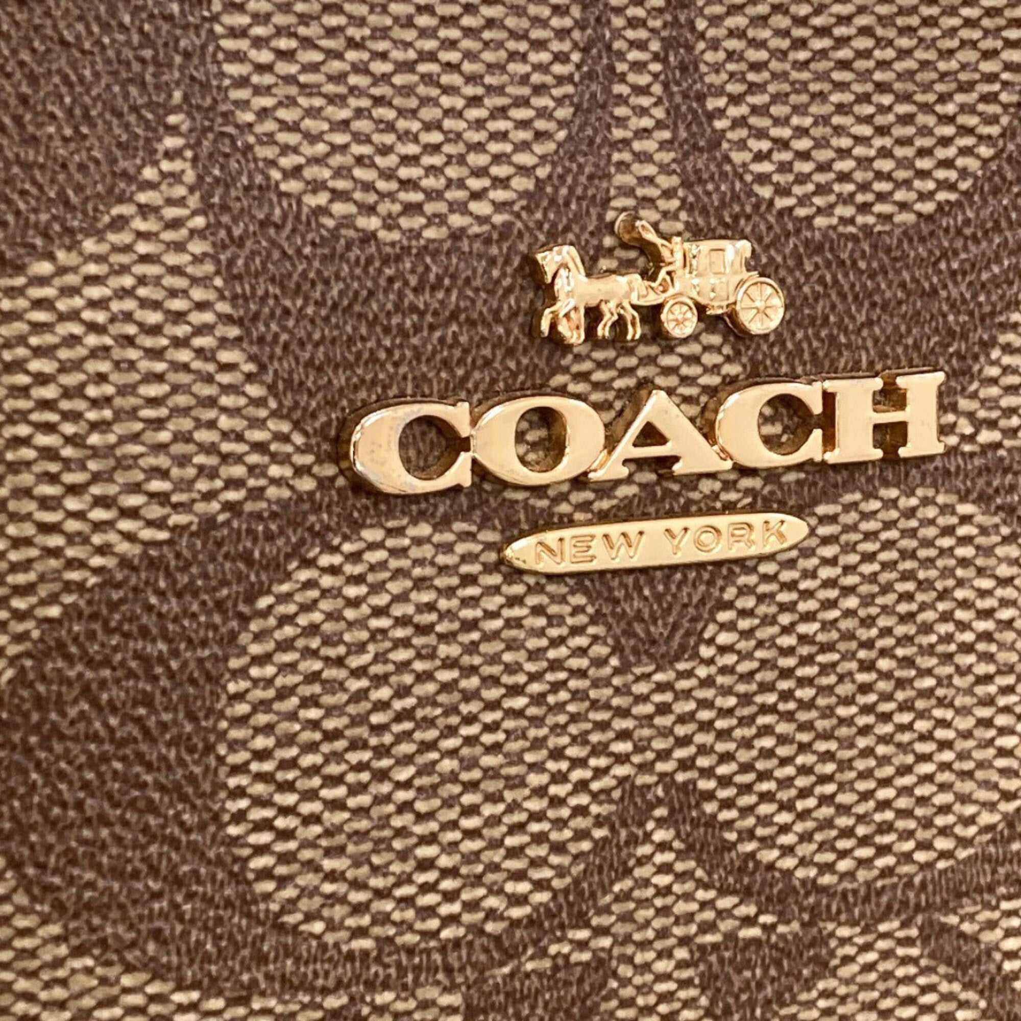 Coach Brown Green Leather Tote Bag (Pre-Owned)