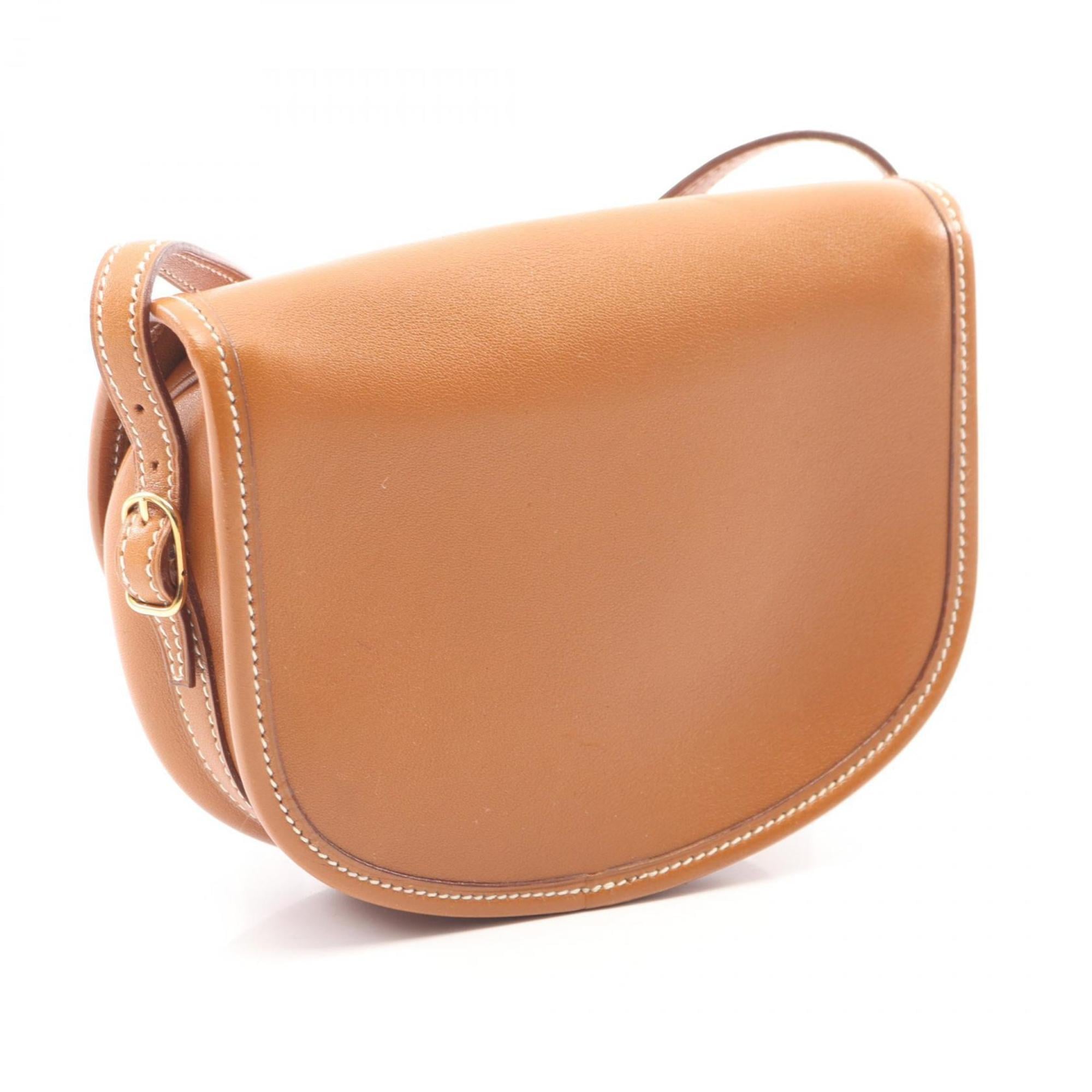 Hermes Brown Gold Brown Leather Gulliver Leather Handbag Shoulder Bag (Pre-Owned)
