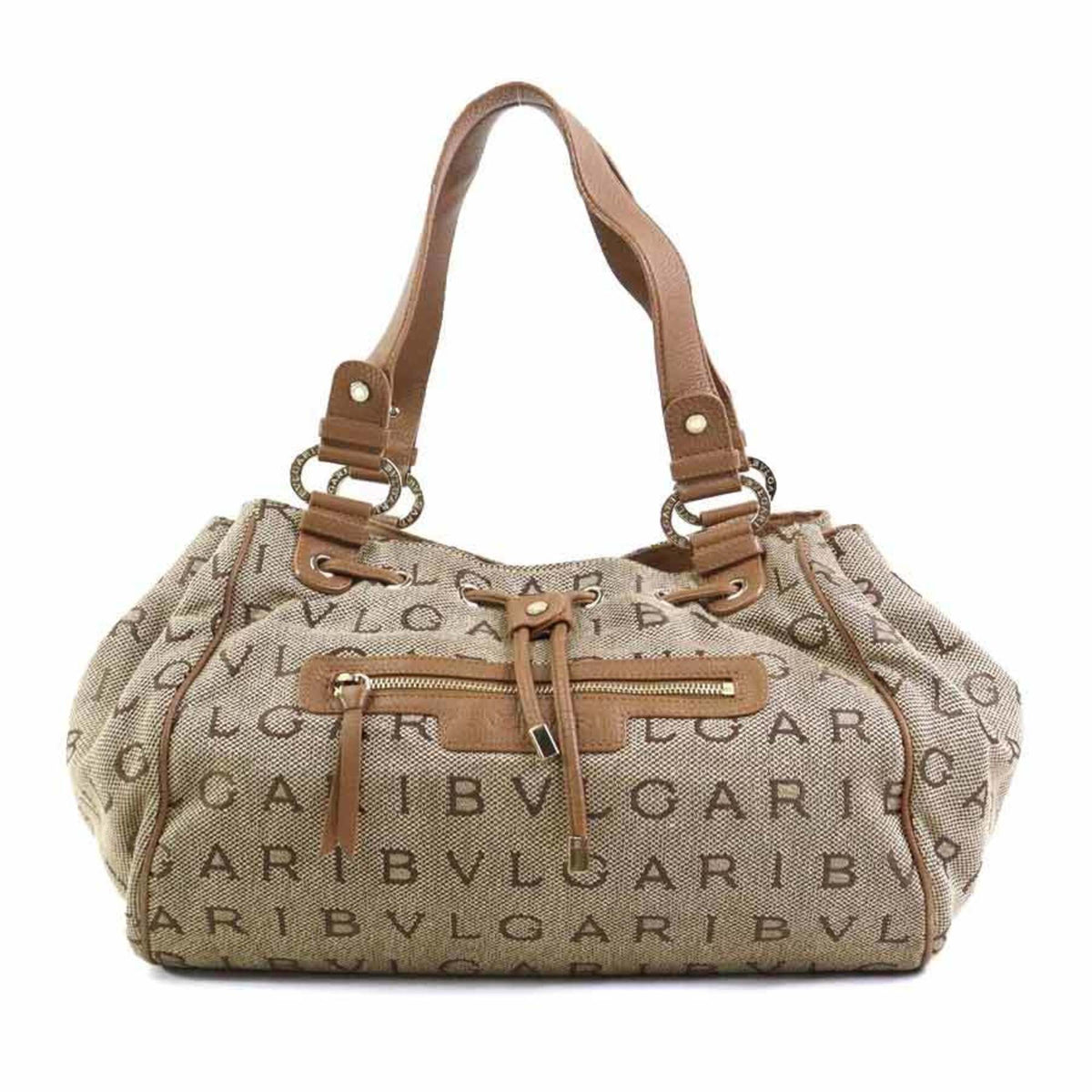 Bvlgari Brown Canvas Leather Handbag (Pre-Owned)