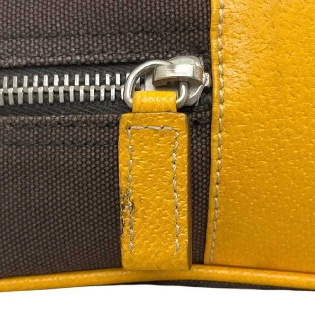 Prada Brown Orange Canvas Leather Handbag (Pre-Owned)