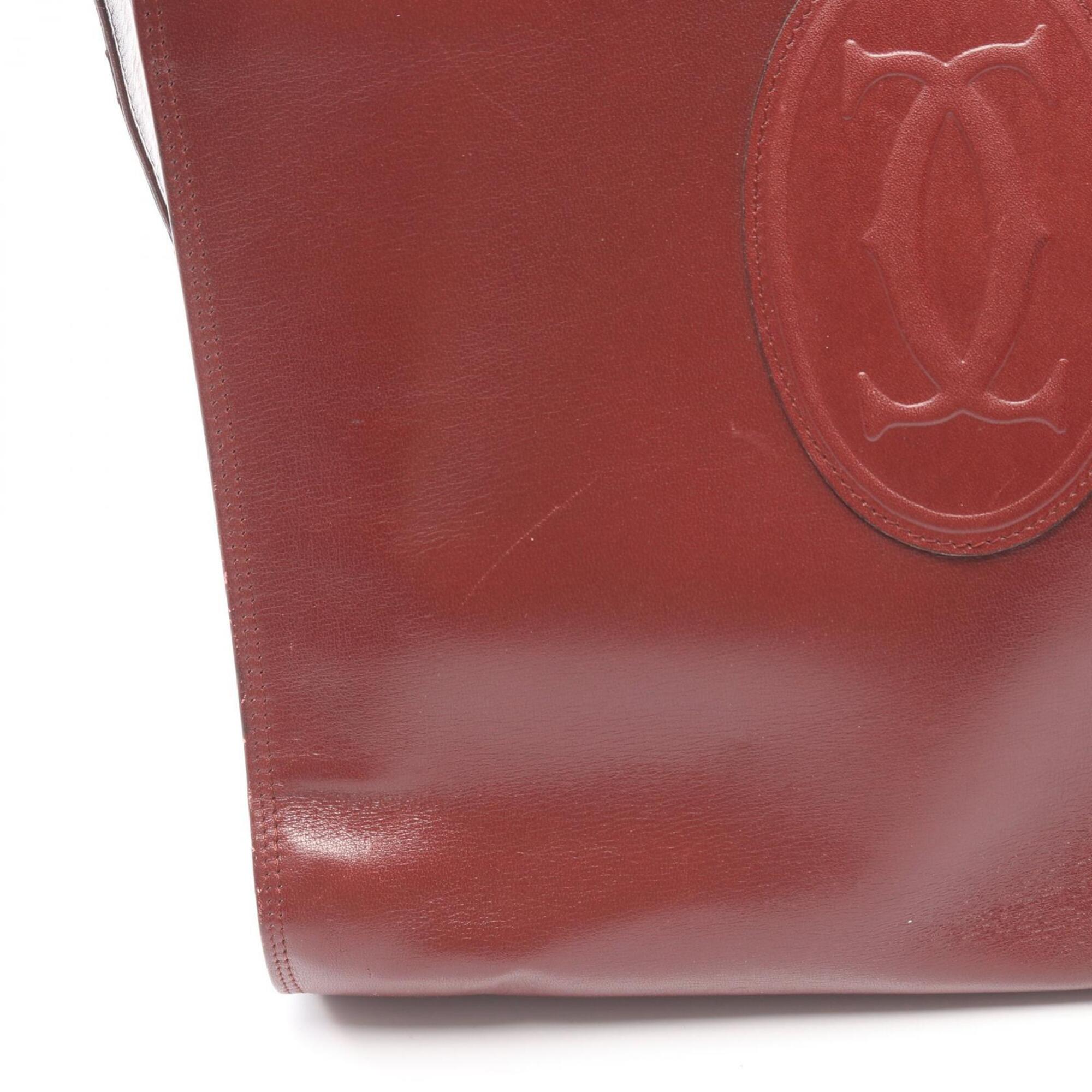 Cartier Bordeaux Leather Handbag Shoulder Bag (Pre-Owned)