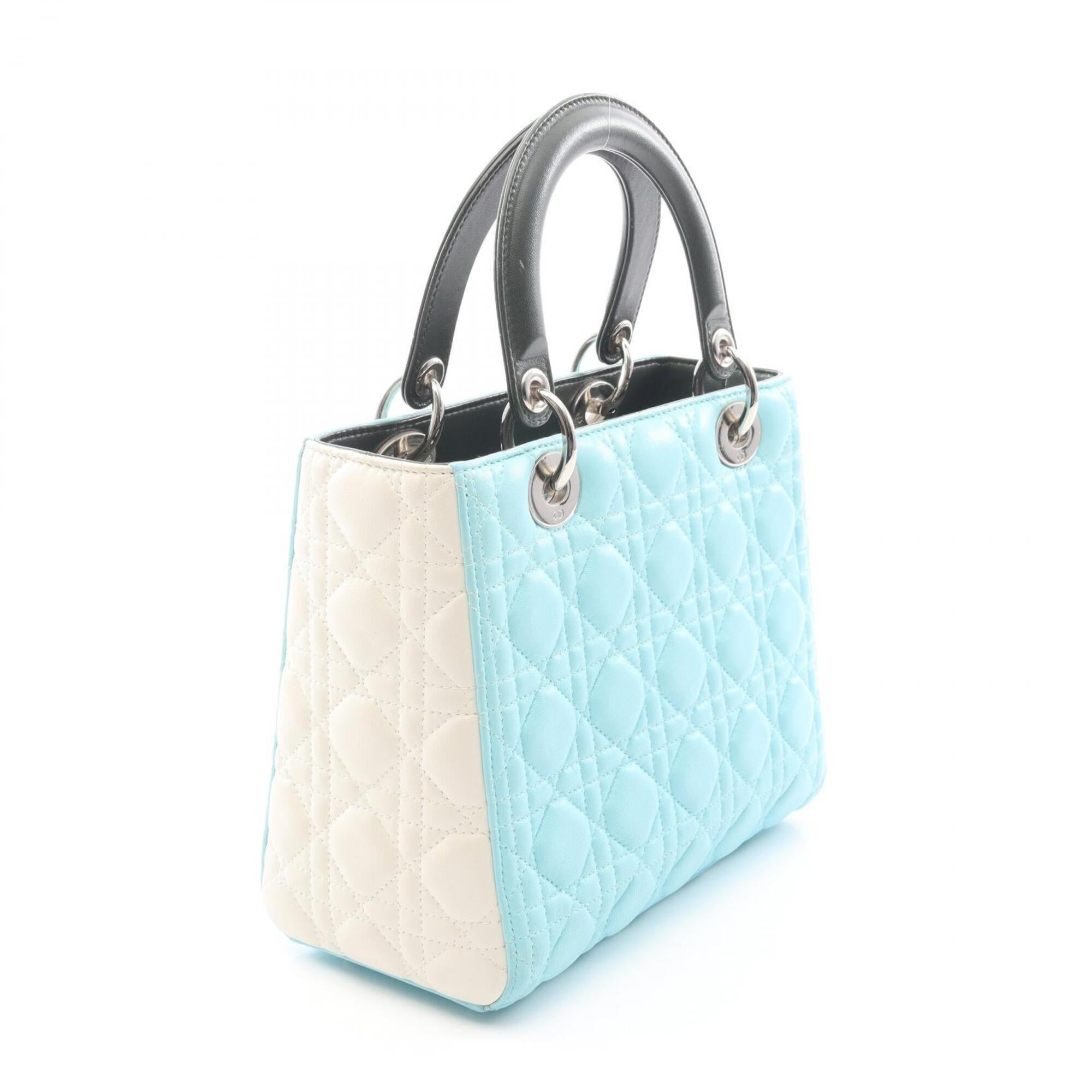 Christian Dior Blue Green Ivory Leather Handbag (Pre-Owned)