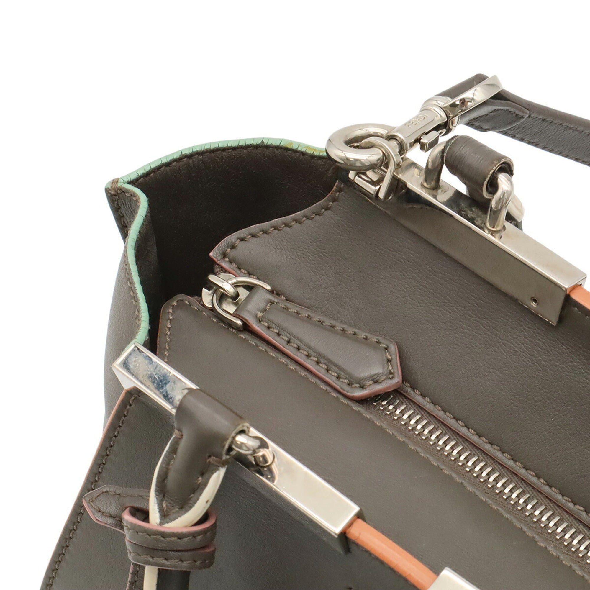 Fendi Gray Multi-Color Leather Handbag Shoulder Bag (Pre-Owned)