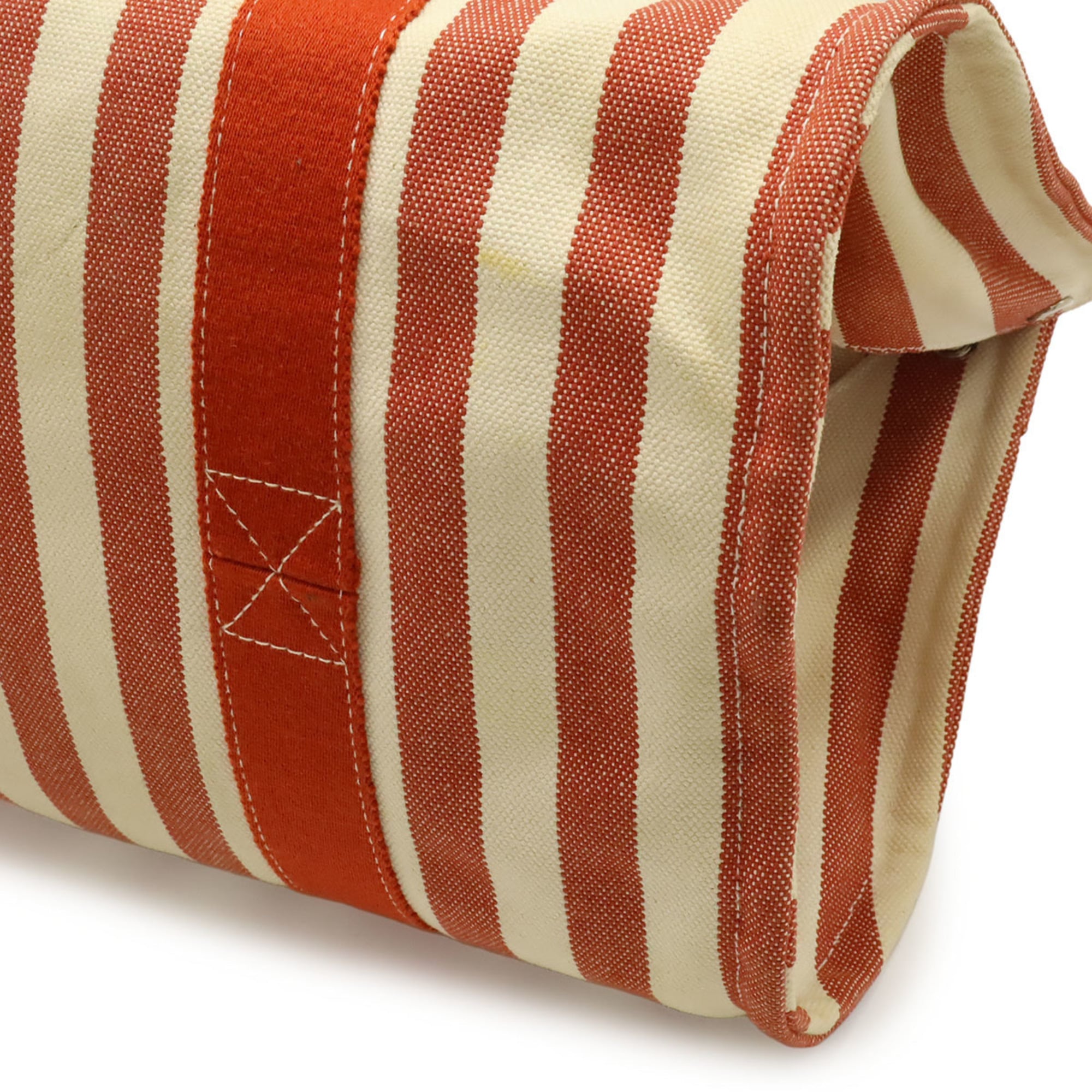 Hermes Ivory Red Color Canvas Handbag Tote Bag (Pre-Owned)