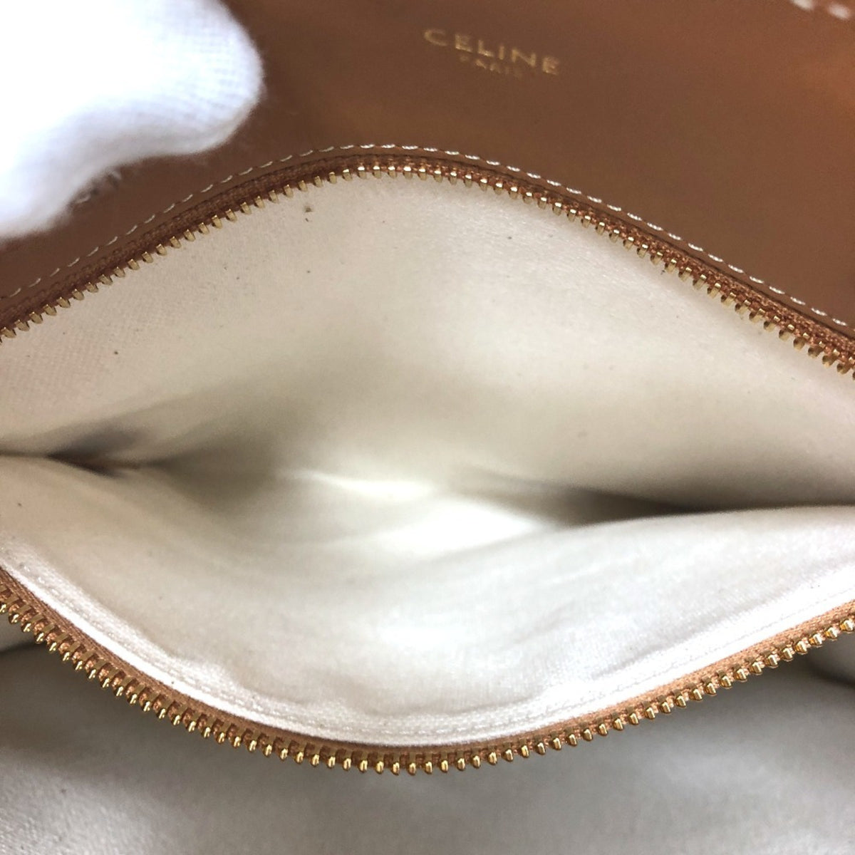 Celine Cabas Beige Brown Leather Canvas Handbag Shoulder Bag Tote Bag (Pre-Owned)