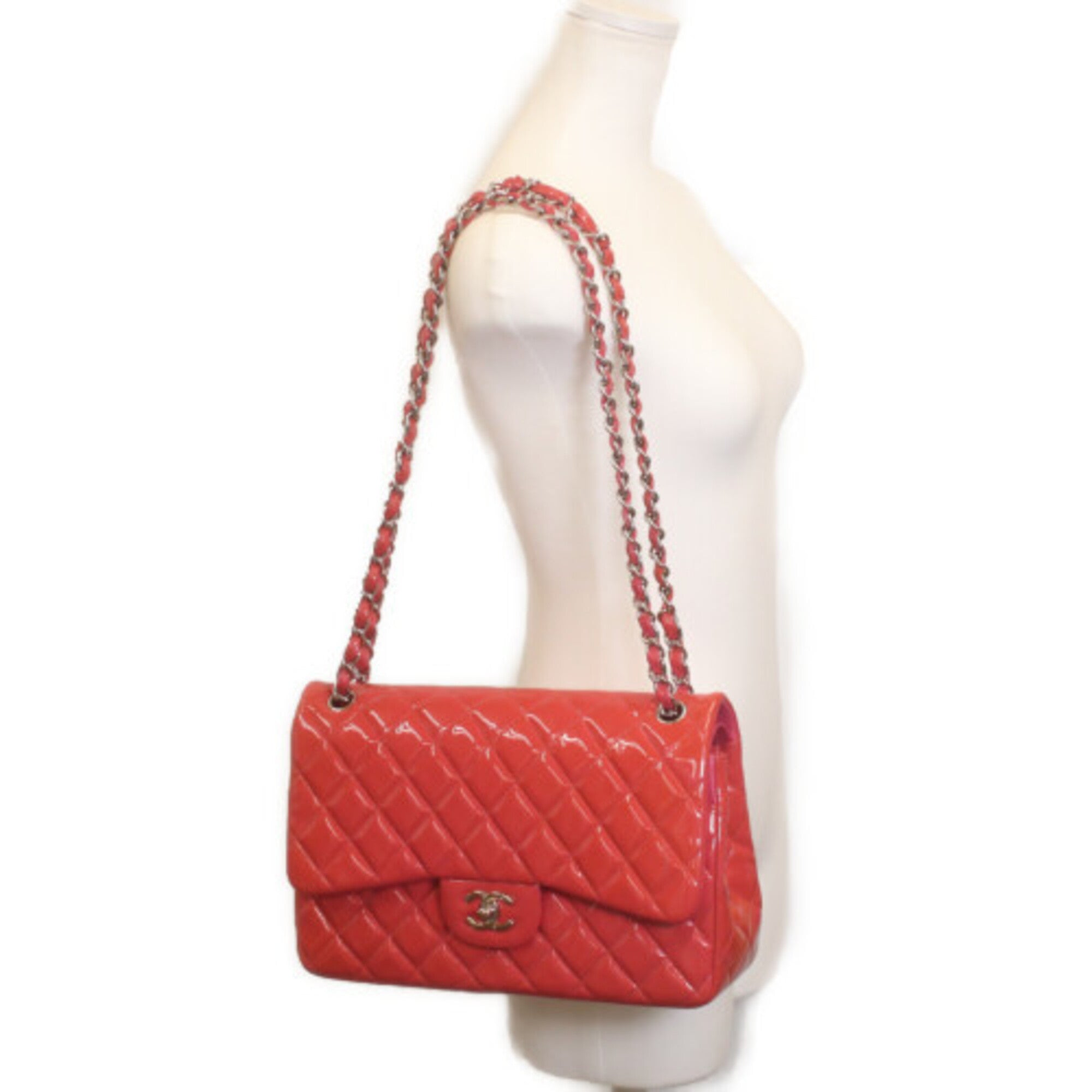Chanel Pink Red Color Leather Shoulder Bag (Pre-Owned)