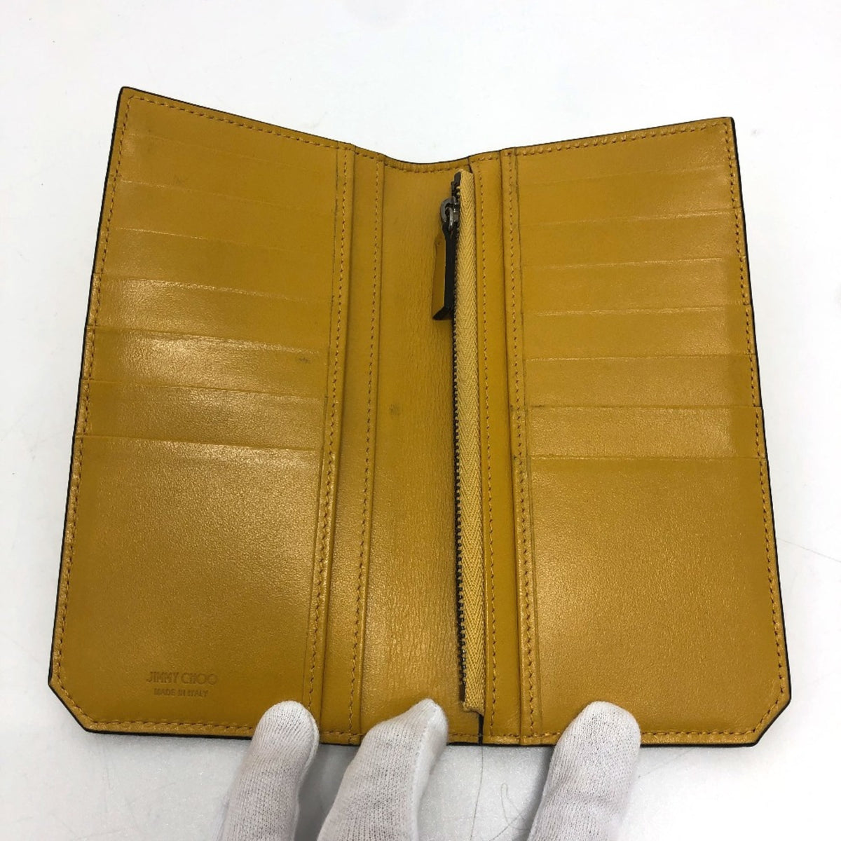 Jimmy Choo Yellow Leather Long Wallet (Bi-Fold) (Pre-Owned)