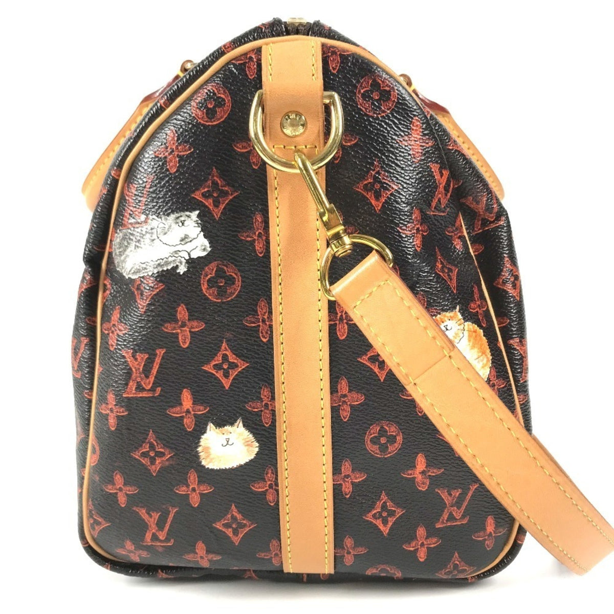 Louis Vuitton Brown Orange Monogram Canvas Boston Bag Handbag Shoulder Bag (Pre-Owned)