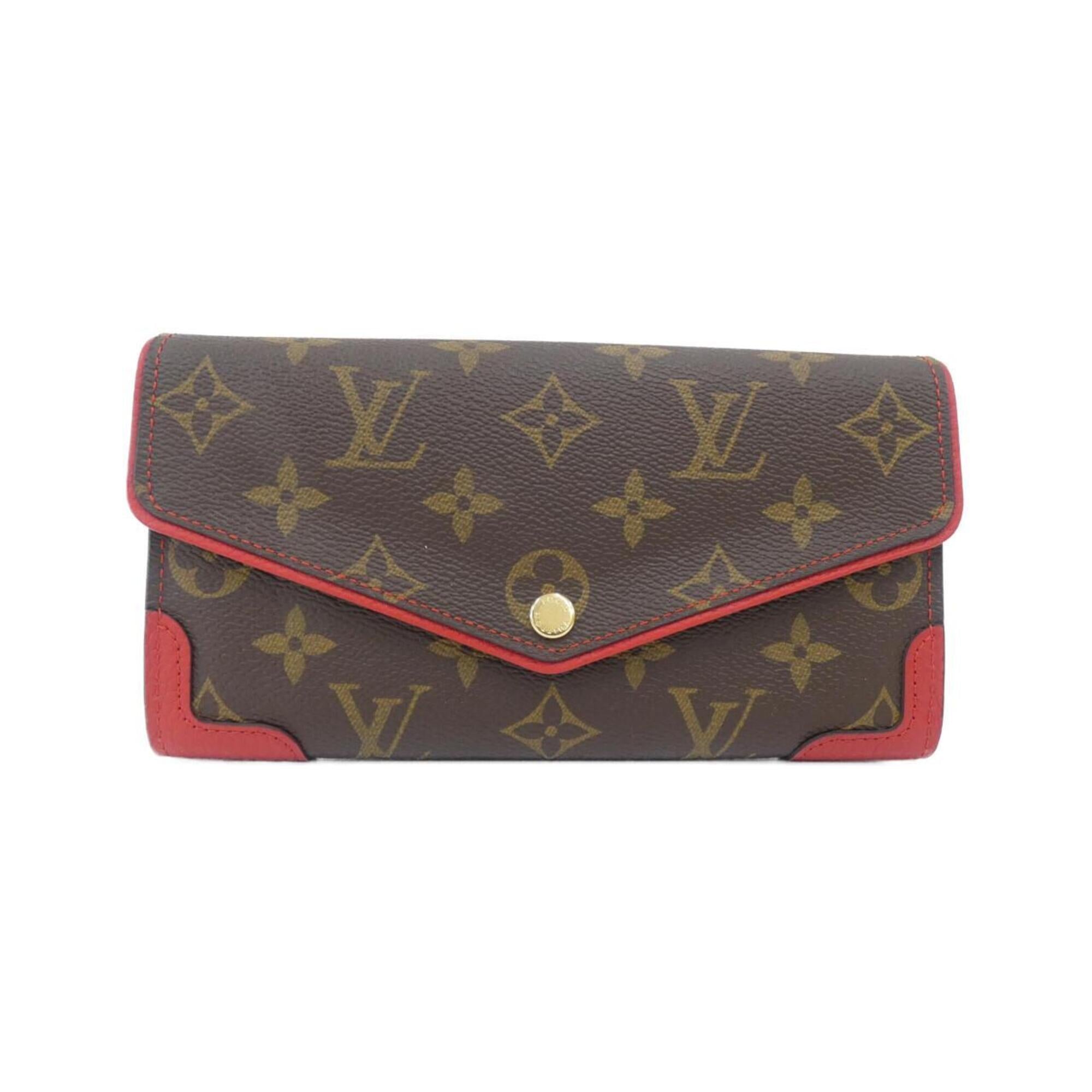 Louis Vuitton Cerise Marron Coated Canvas Leather Long Wallet (Bi-Fold) (Pre-Owned)