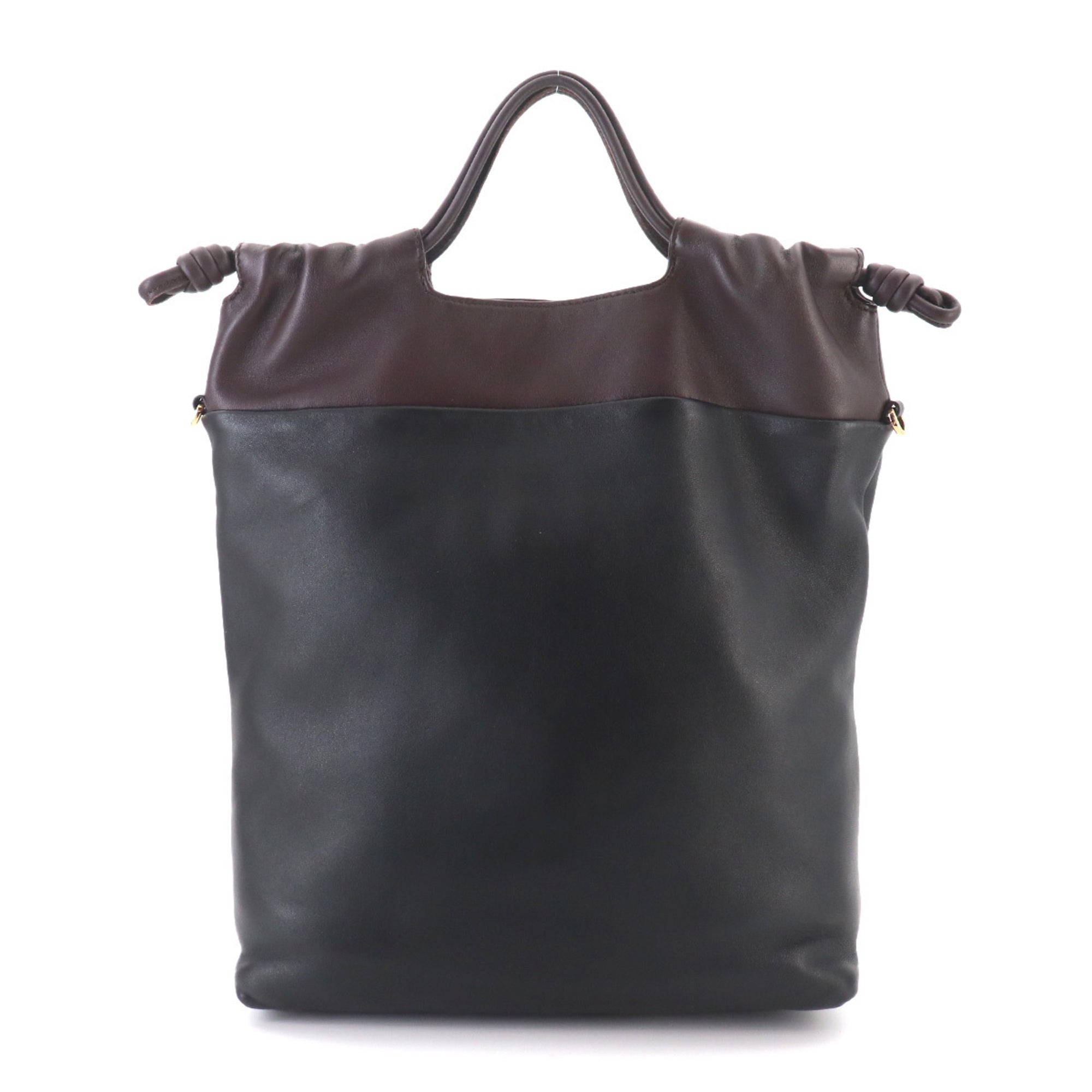 Loewe Black Dark Brown Leather Handbag Tote Bag (Pre-Owned)