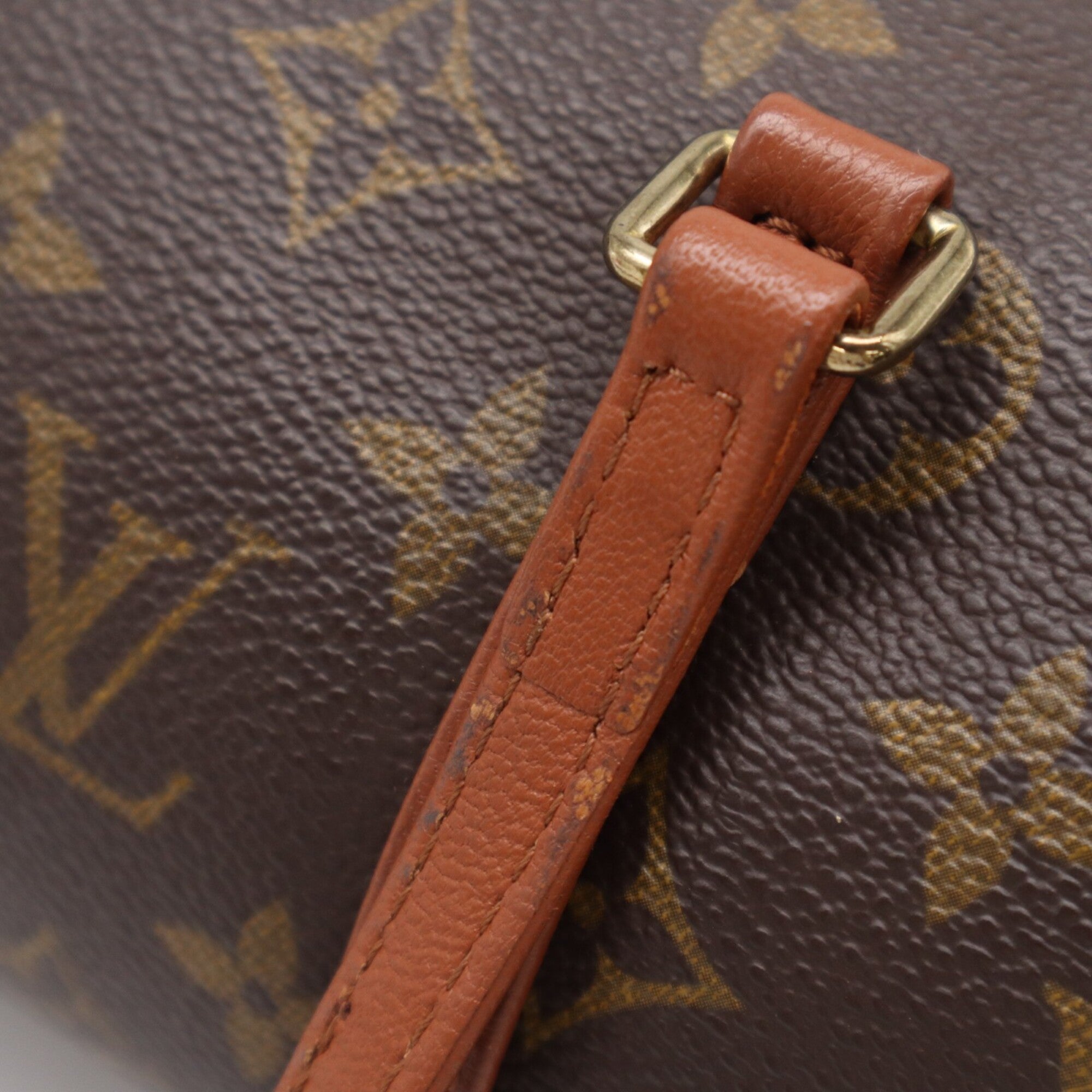 Louis Vuitton Beige Brown Coated Canvas Leather Handbag (Pre-Owned)
