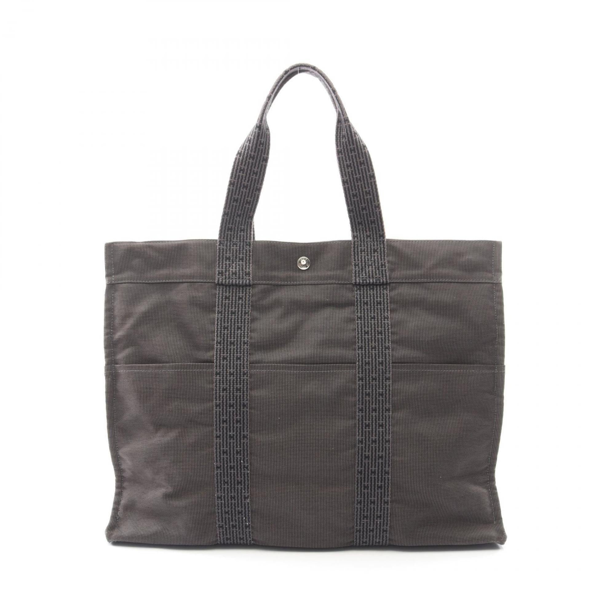 Hermes Gray Nylon Canvas Tote Bag (Pre-Owned)