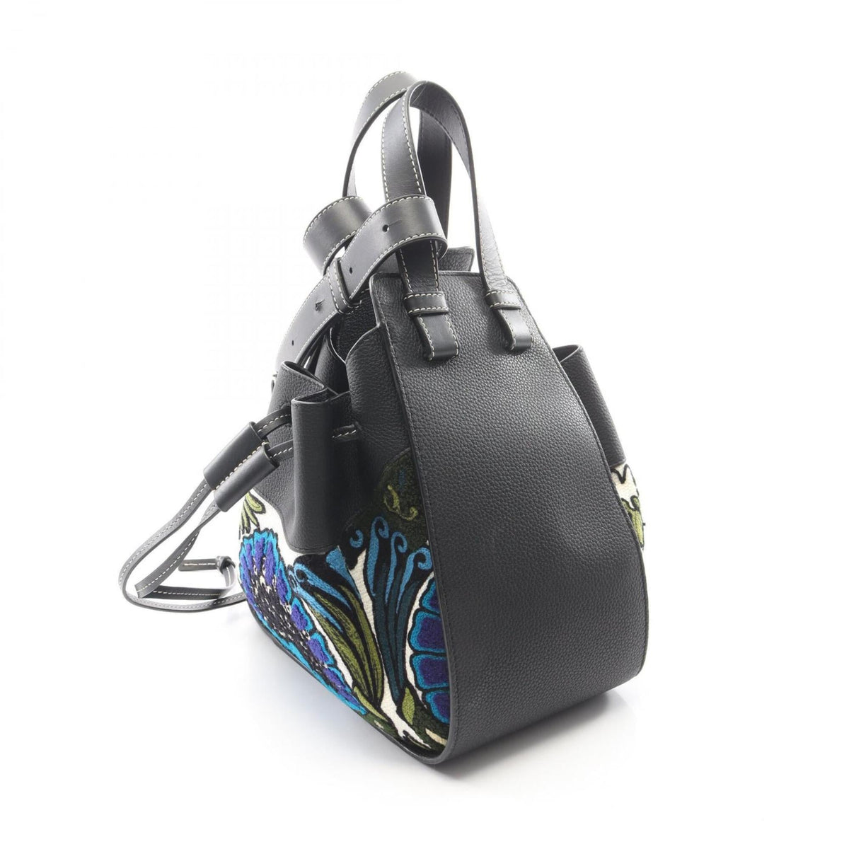 Loewe Black Multi-Color Leather Canvas Handbag (Pre-Owned)