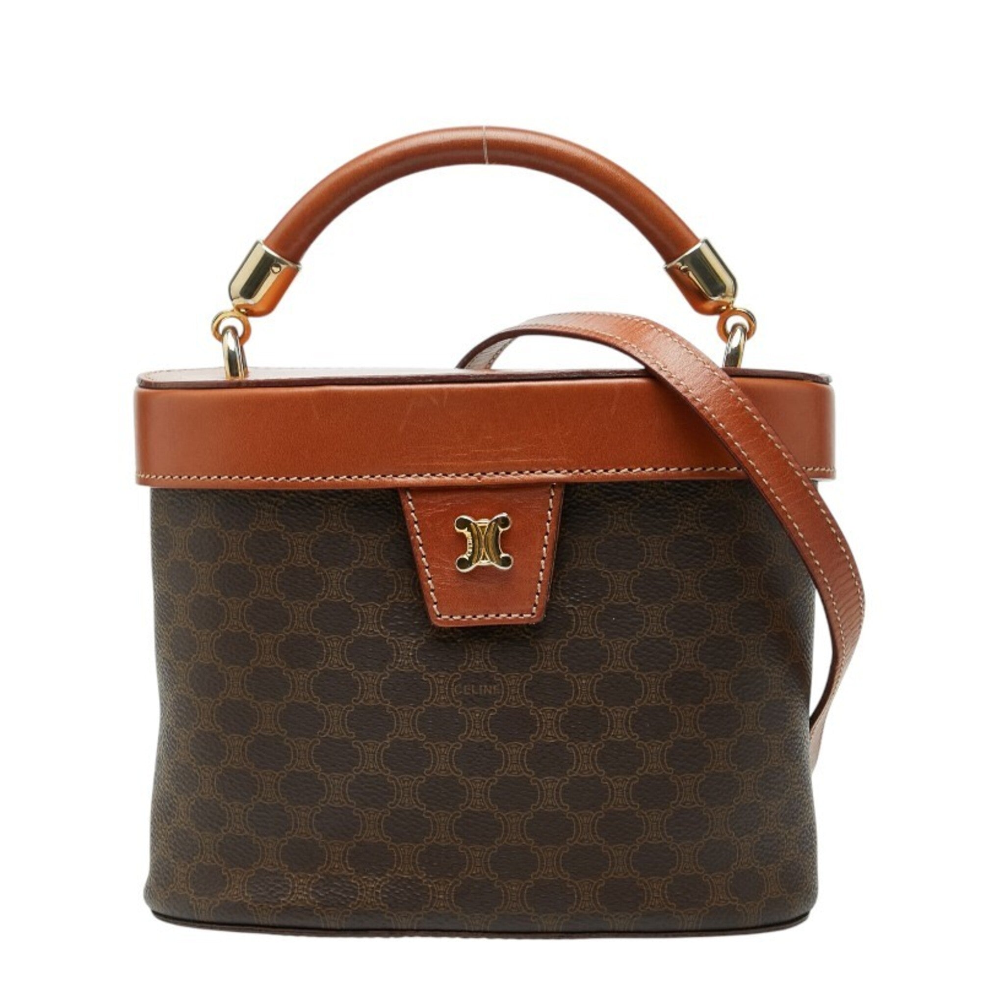 Celine Brown Pvc Shoulder Bag Vanity Bag (Pre-Owned)