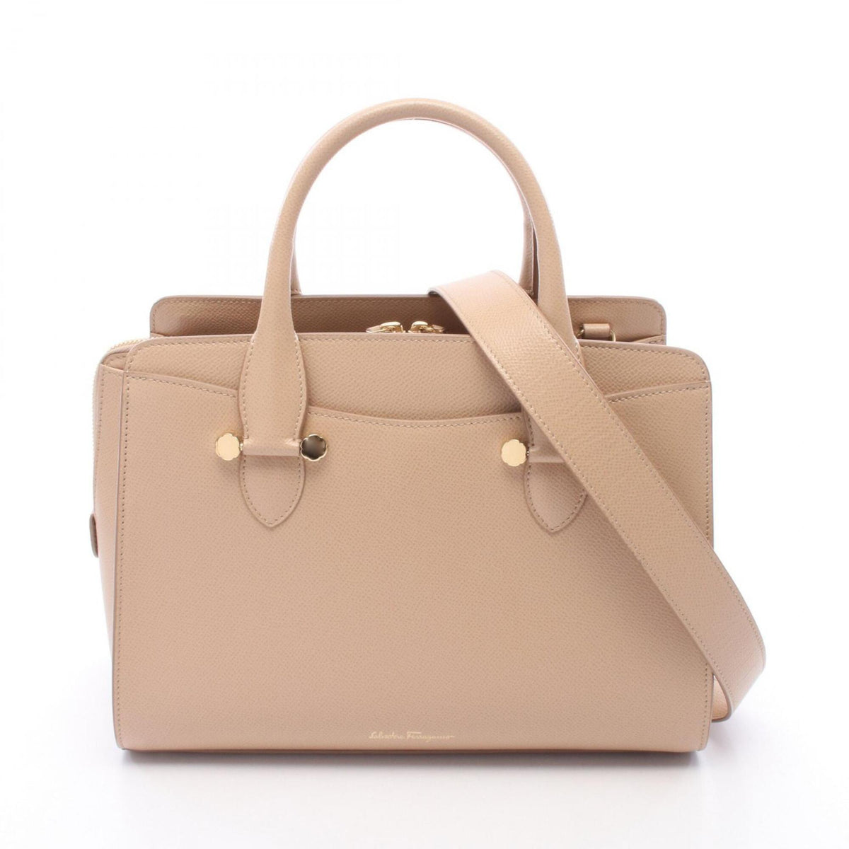 Salvatore Ferragamo Beige Leather Handbag (Pre-Owned)