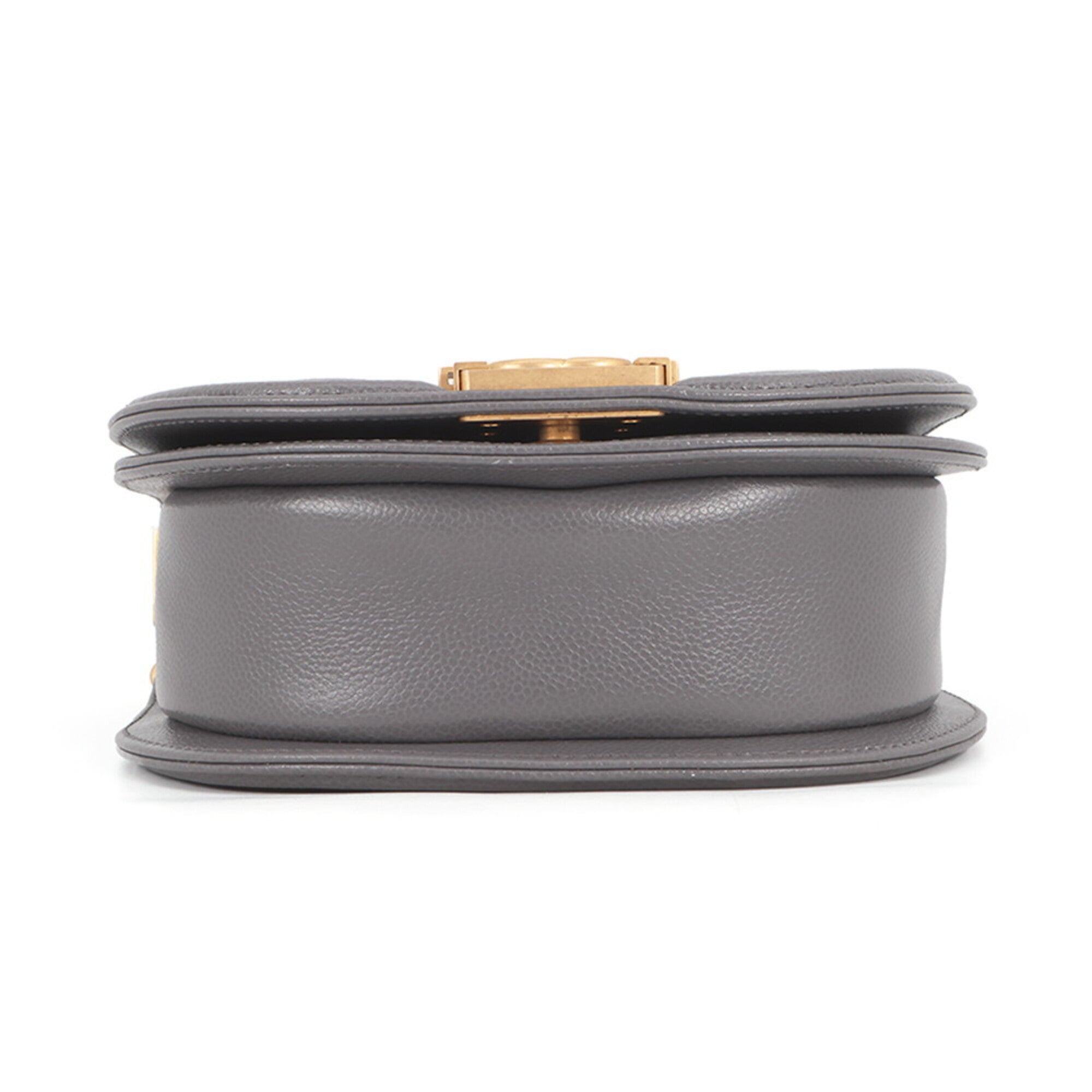 Chanel Gray Grained Calfskin Handbag Shoulder Bag (Pre-Owned)