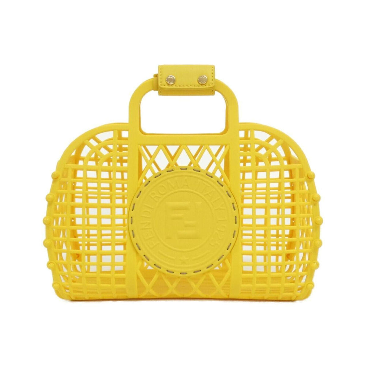 Fendi Yellow Plastic Leather Basket Handbag (Pre-Owned)