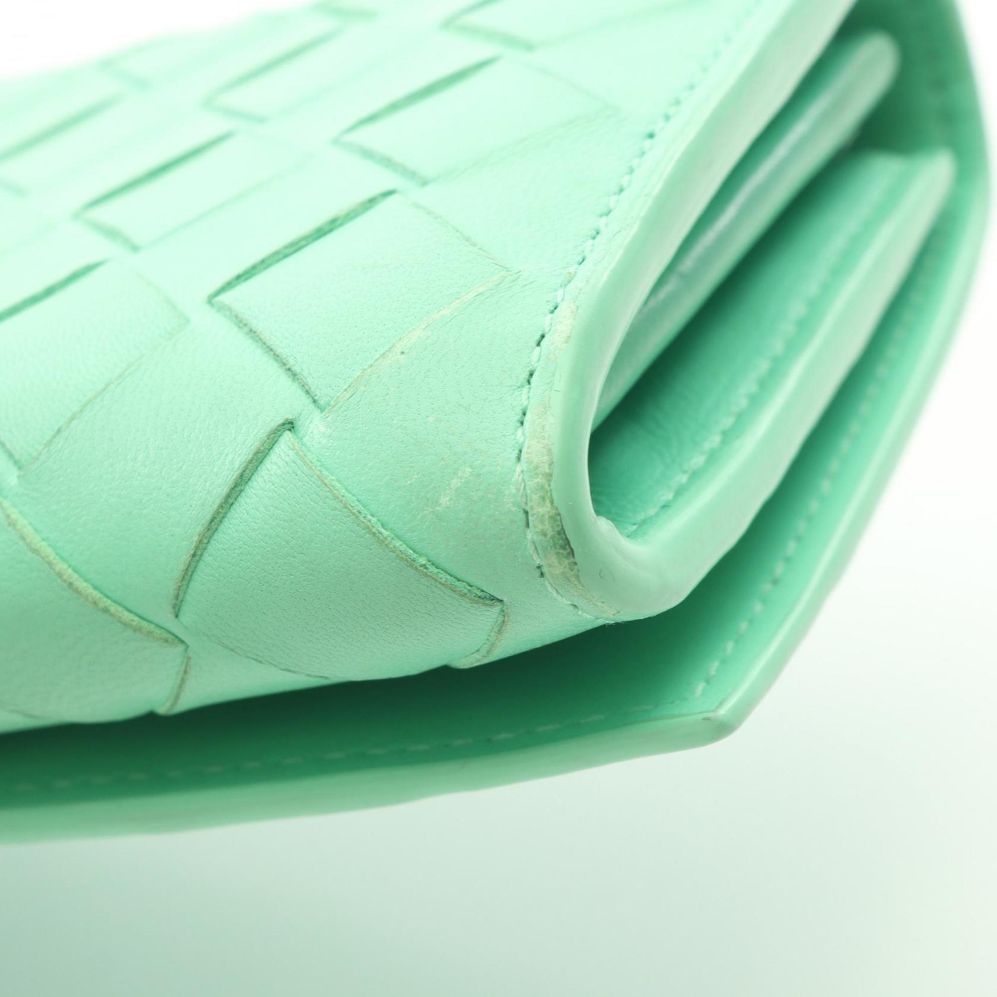 Bottega Veneta Green Leather Long Wallet (Bi-Fold) (Pre-Owned)
