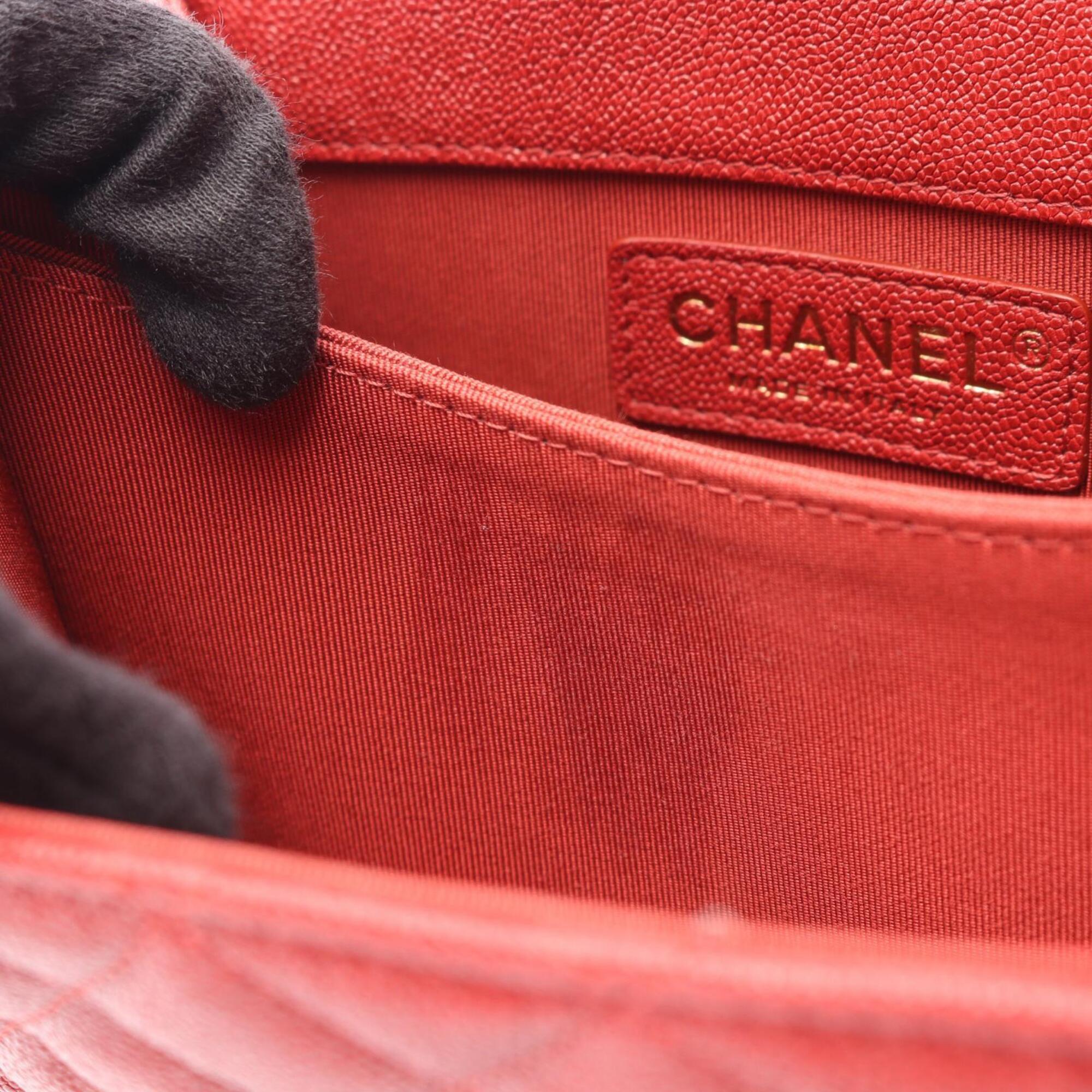 Chanel Matelasse Red Color Leather Handbag Shoulder Bag (Pre-Owned)