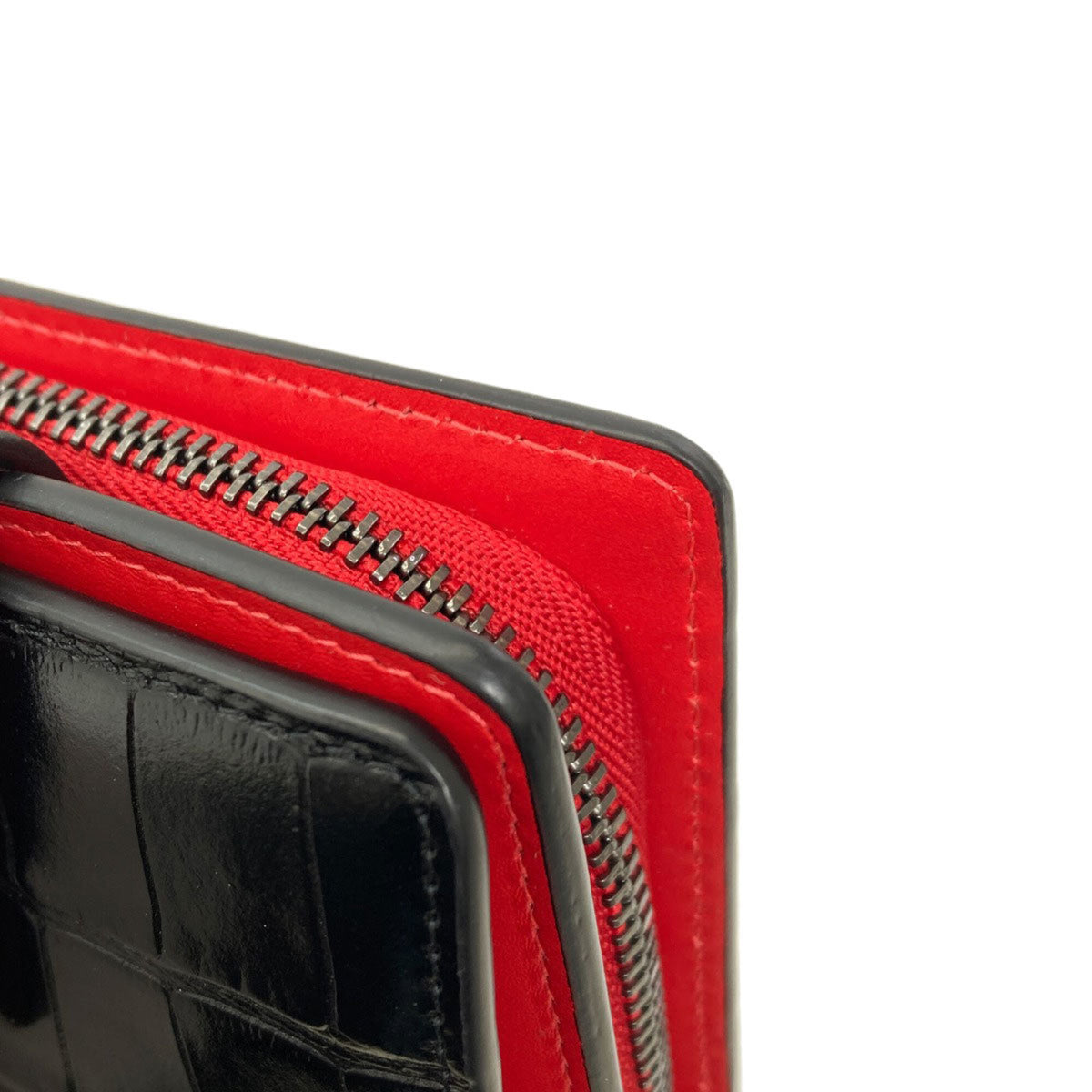Christian Louboutin Black Red Color Leather Wallet (Bi-Fold) (Pre-Owned)