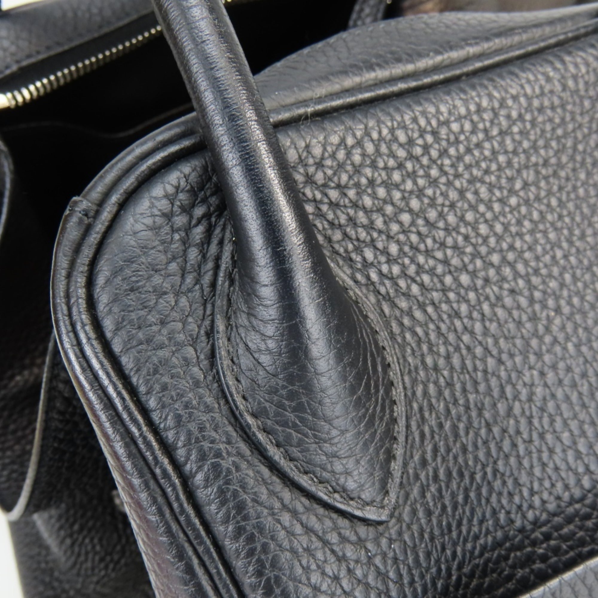Hermes Lindy Black Taurillon Clemence Leather Handbag (Pre-Owned)