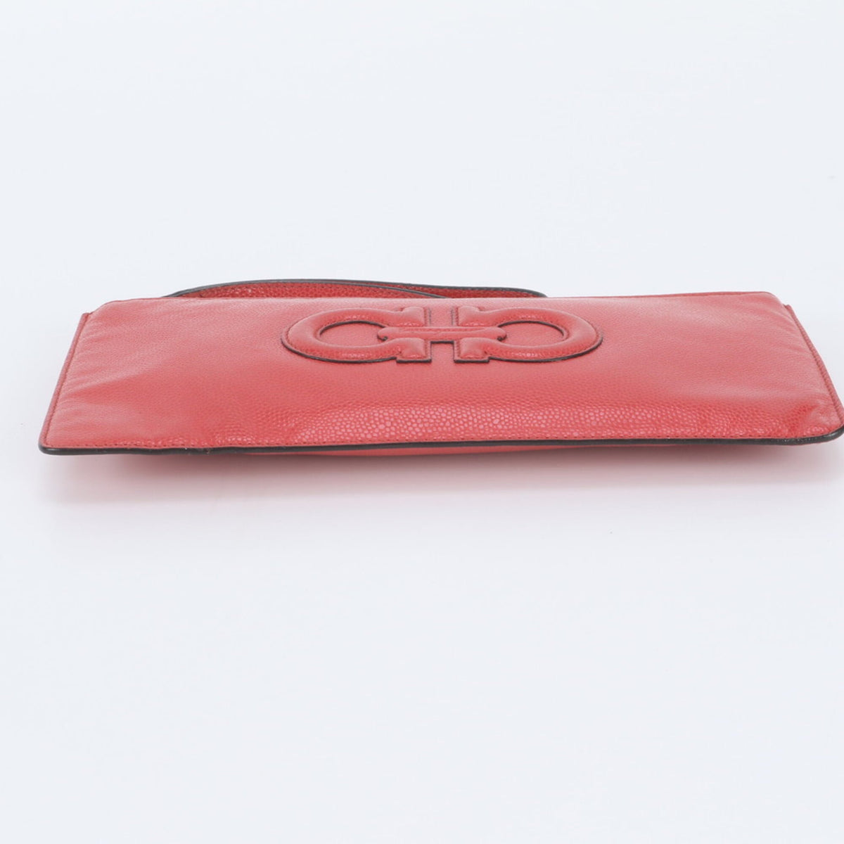 Salvatore Ferragamo Red Color Leather Clutch Bag Handbag Pouch Tote Bag (Pre-Owned)