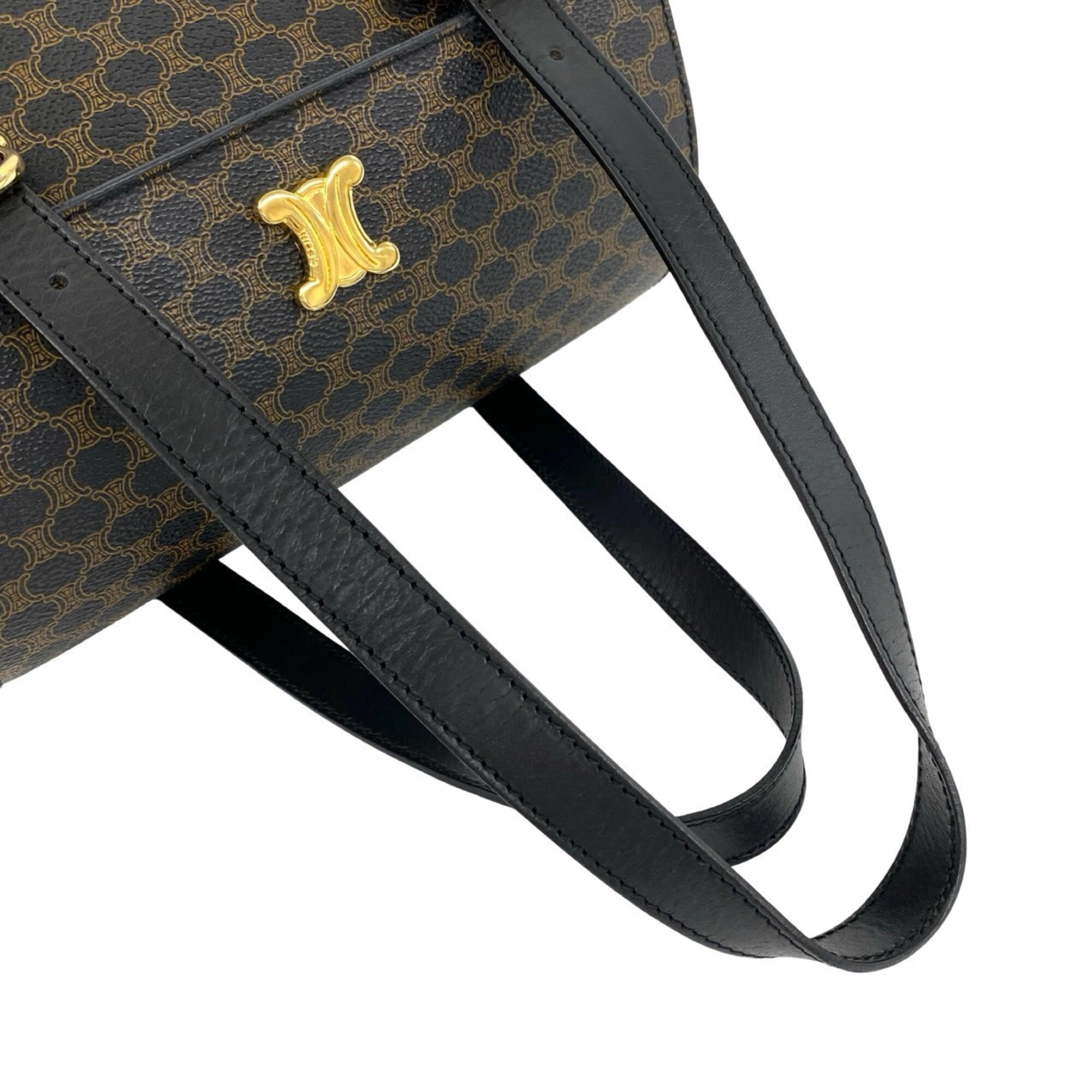 Celine Black Brown Leather Pvc Boston Bag Handbag (Pre-Owned)