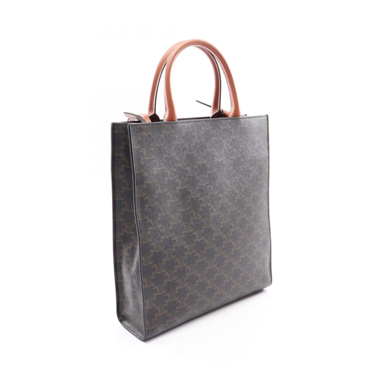 Celine Black Brown Coated Canvas Leather Handbag Tote Bag (Pre-Owned)