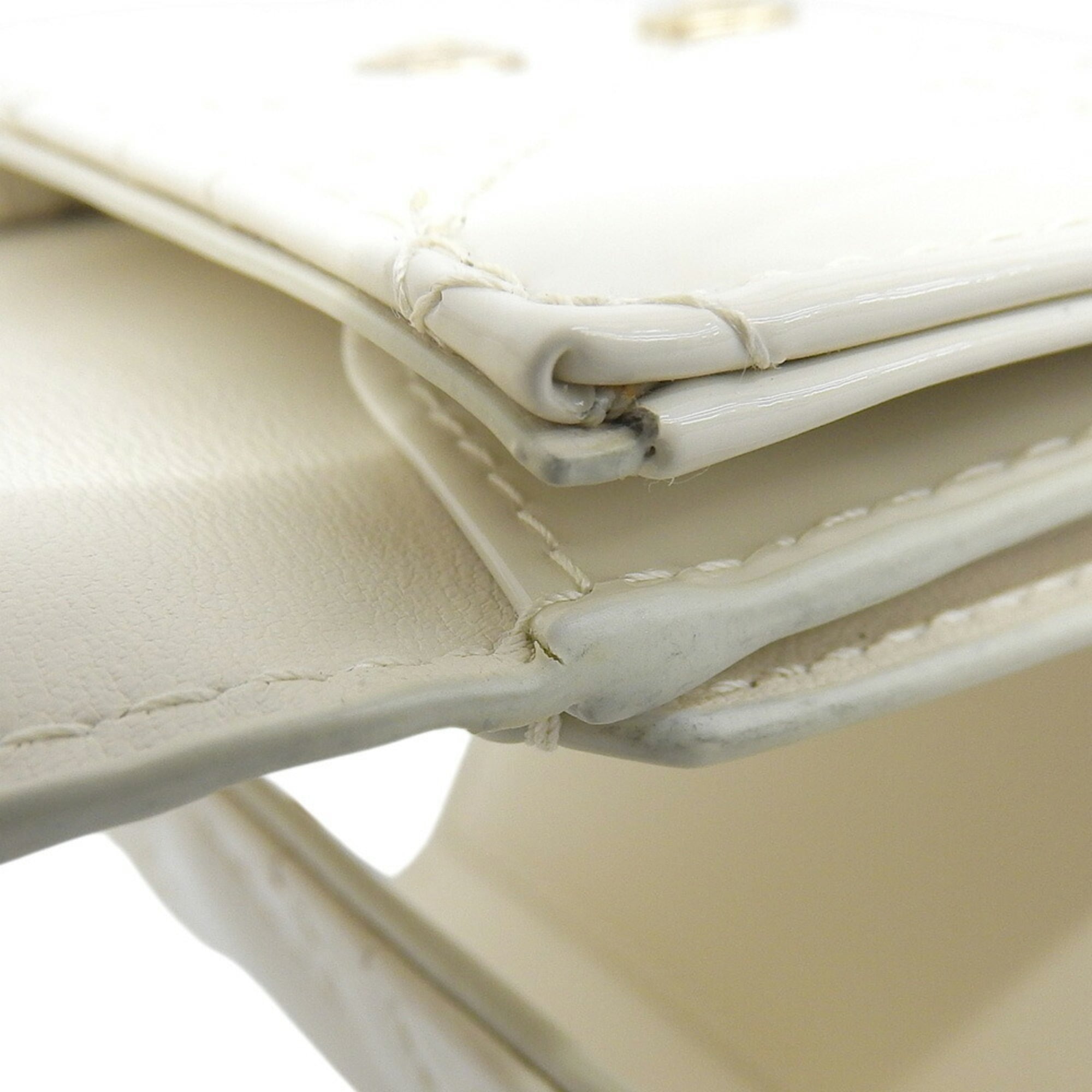 Christian Dior Ivory Patent Leather Wallet (Tri-Fold) (Pre-Owned)