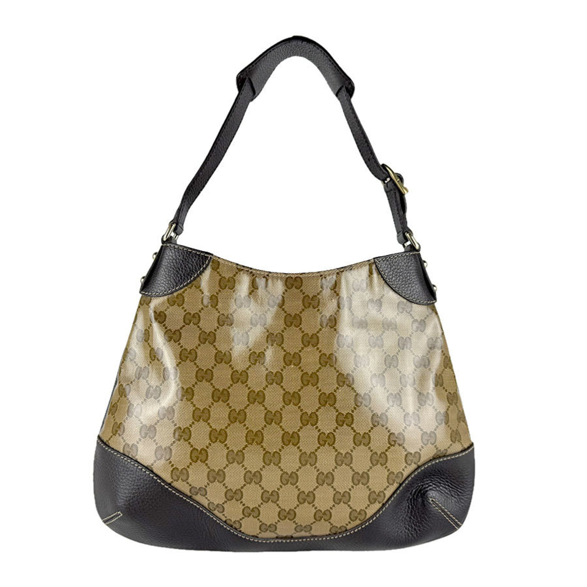 Gucci Brown Coated Canvas Leather Shoulder Bag (Pre-Owned)