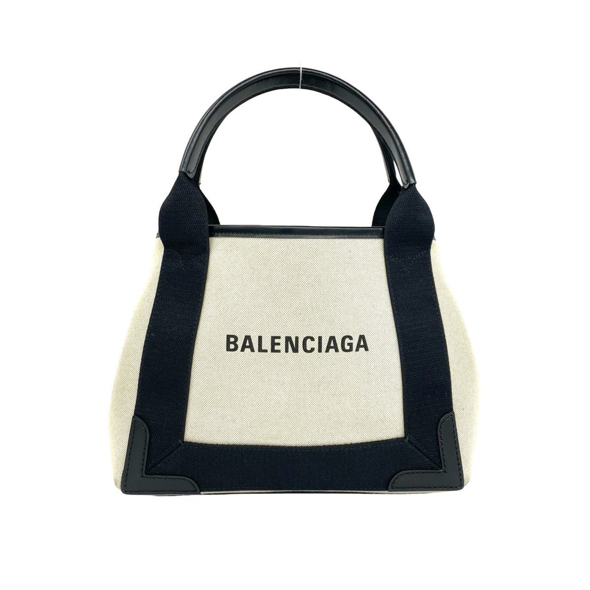 Balenciaga Black White Canvas Leather Handbag Pouch Tote Bag (Pre-Owned)