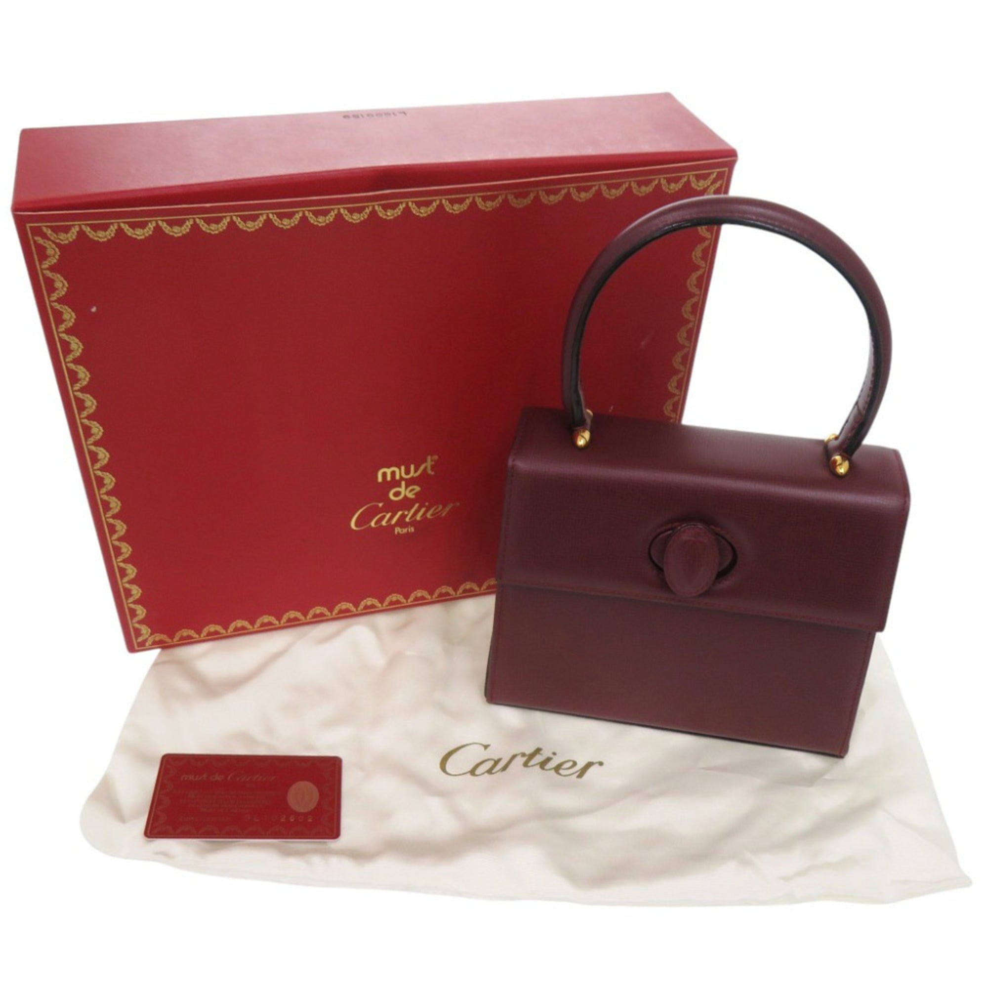 Cartier Bordeaux Leather Handbag (Pre-Owned)