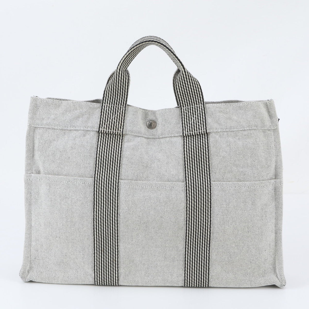 Hermes Black White Leather Shoulder Bag Tote Bag (Pre-Owned)