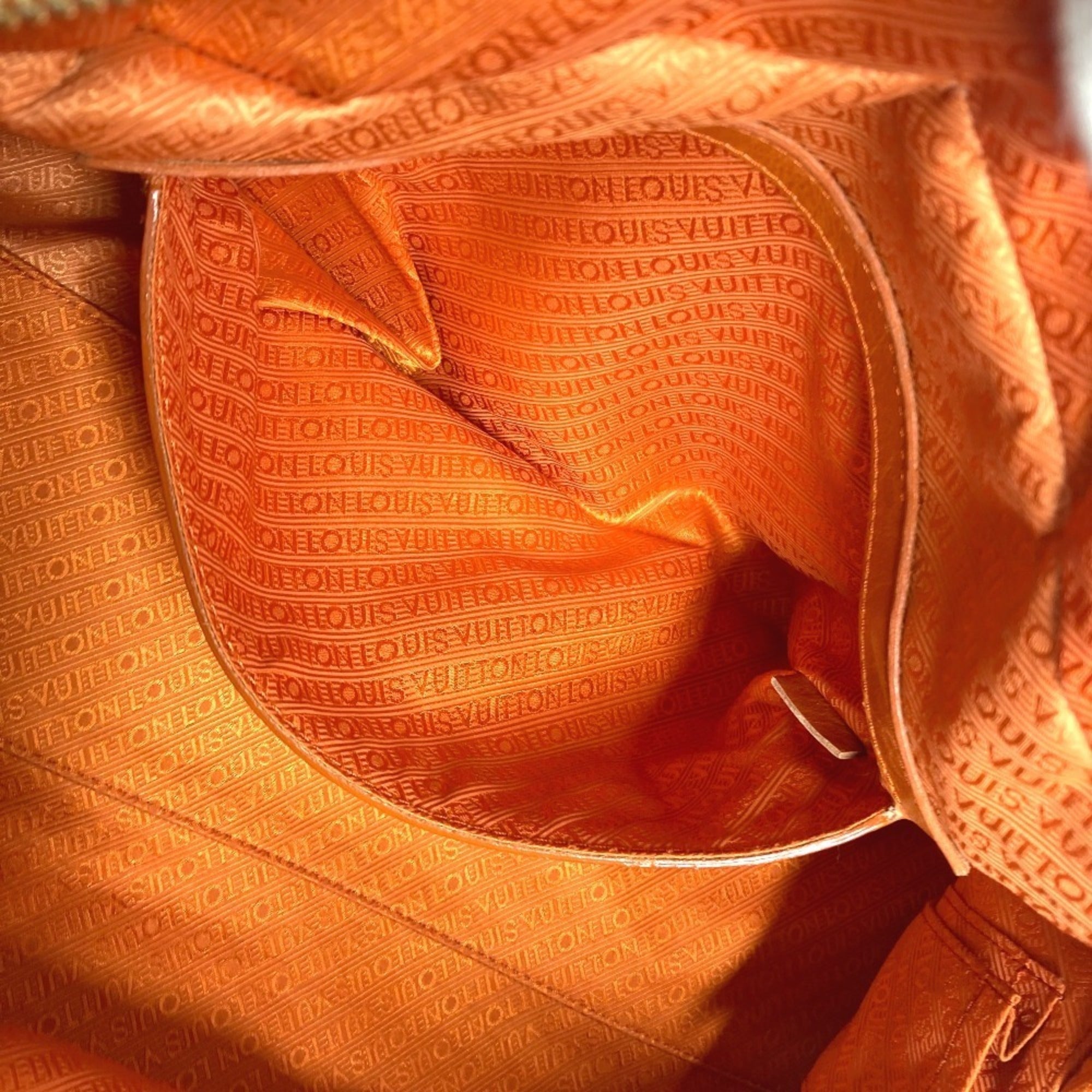 Louis Vuitton Orange Vinyl Leather Boston Bag Handbag Tote Bag (Pre-Owned)