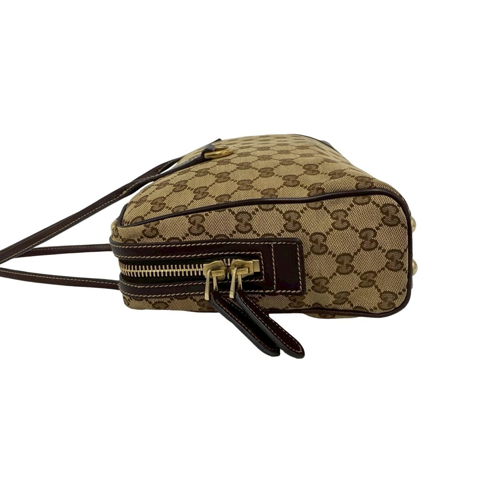 Gucci Brown Canvas Leather Handbag Shoulder Bag Tote Bag (Pre-Owned)