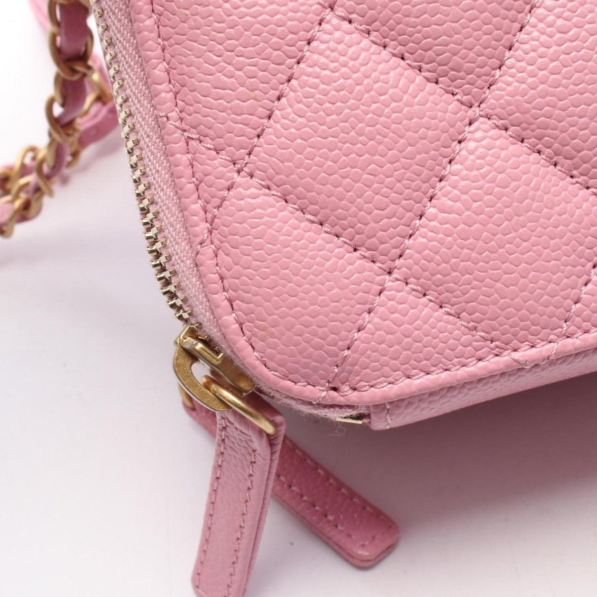 Chanel Pink Grained Calfskin Handbag Shoulder Bag Vanity Bag (Pre-Owned)